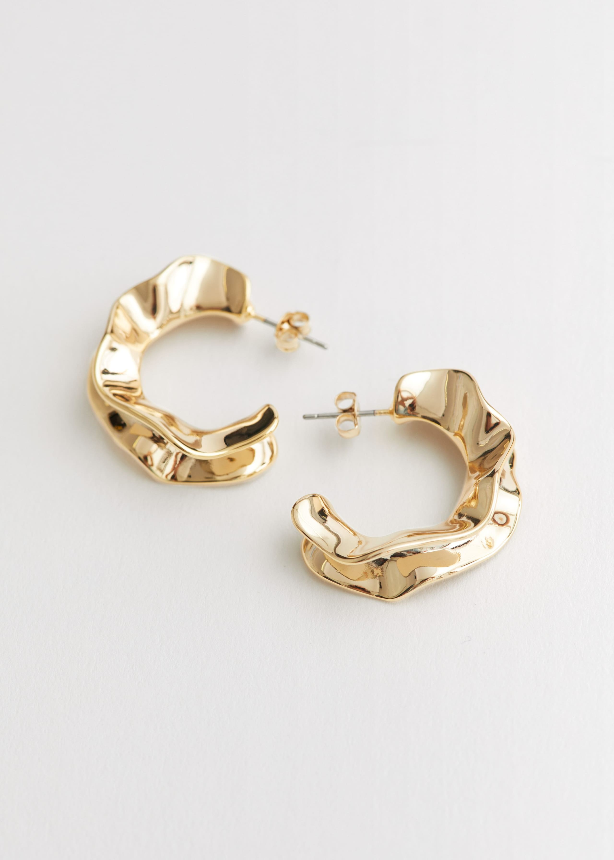 Chunky Organic Hoop Earrings - Gold - Still Life
