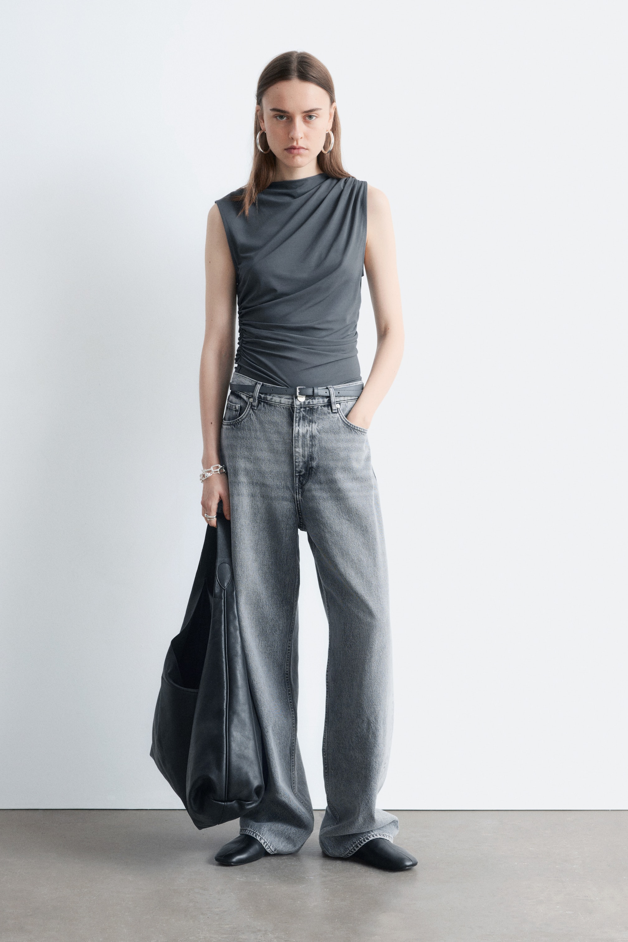 Se større billede: Draperet jerseytop - Mørkegrå - DAME | H&M DK 1