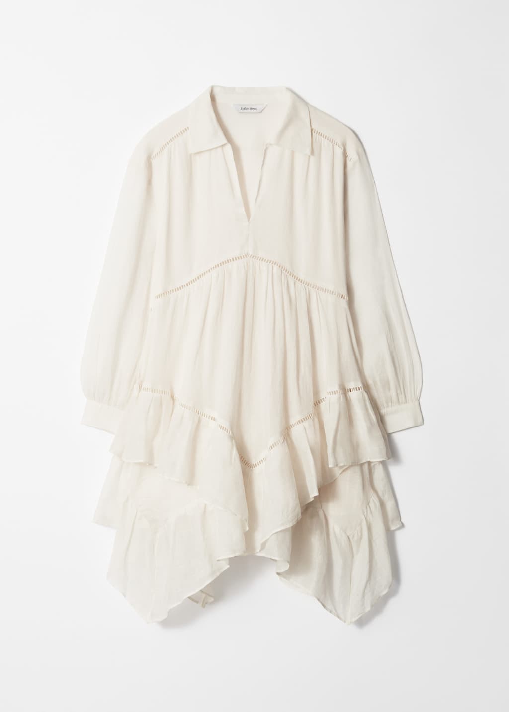 Minikleid aus Ramie mit Rüschen - Weiß - Stillleben