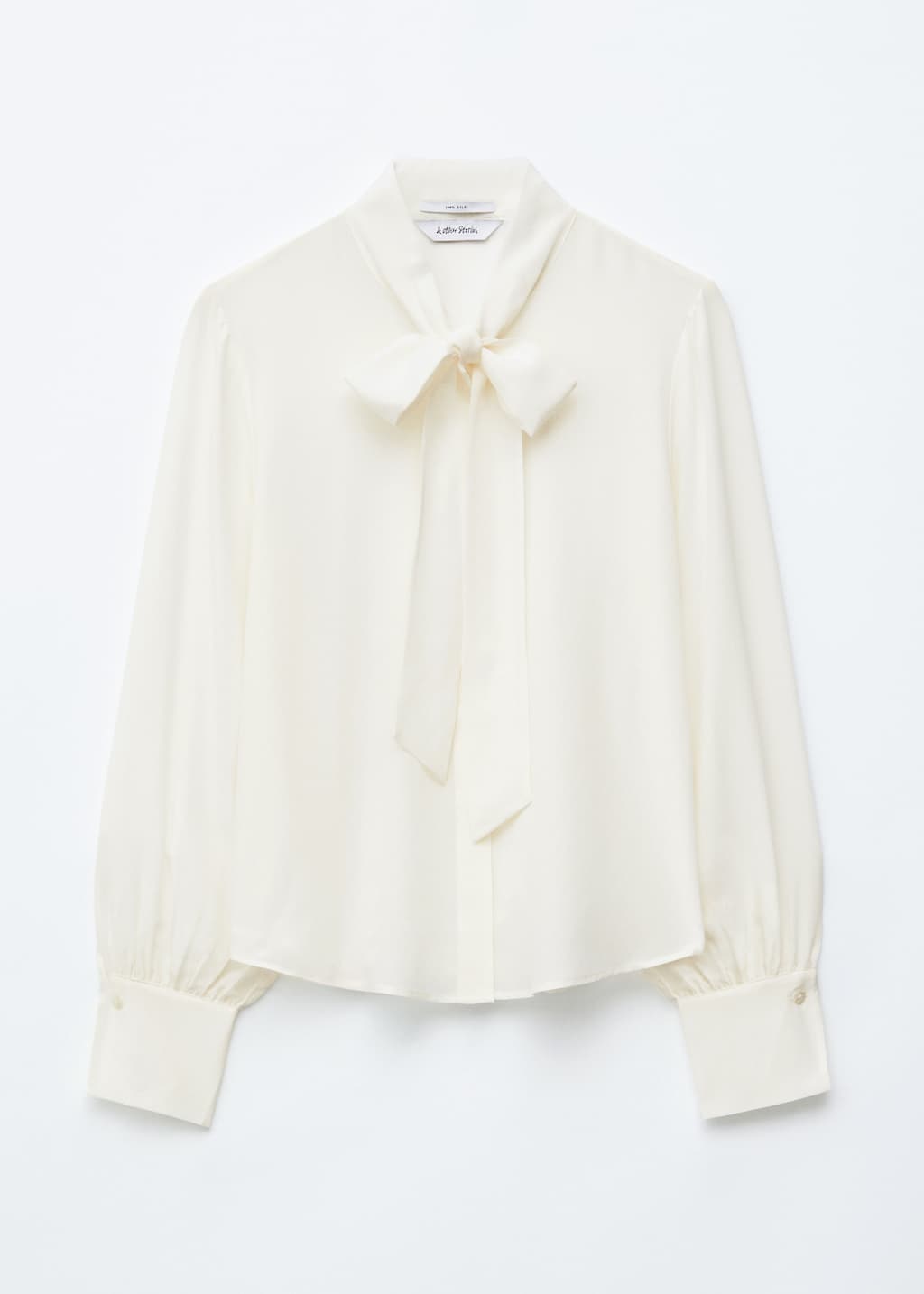 Image of Tie-Neck Silk Blouse