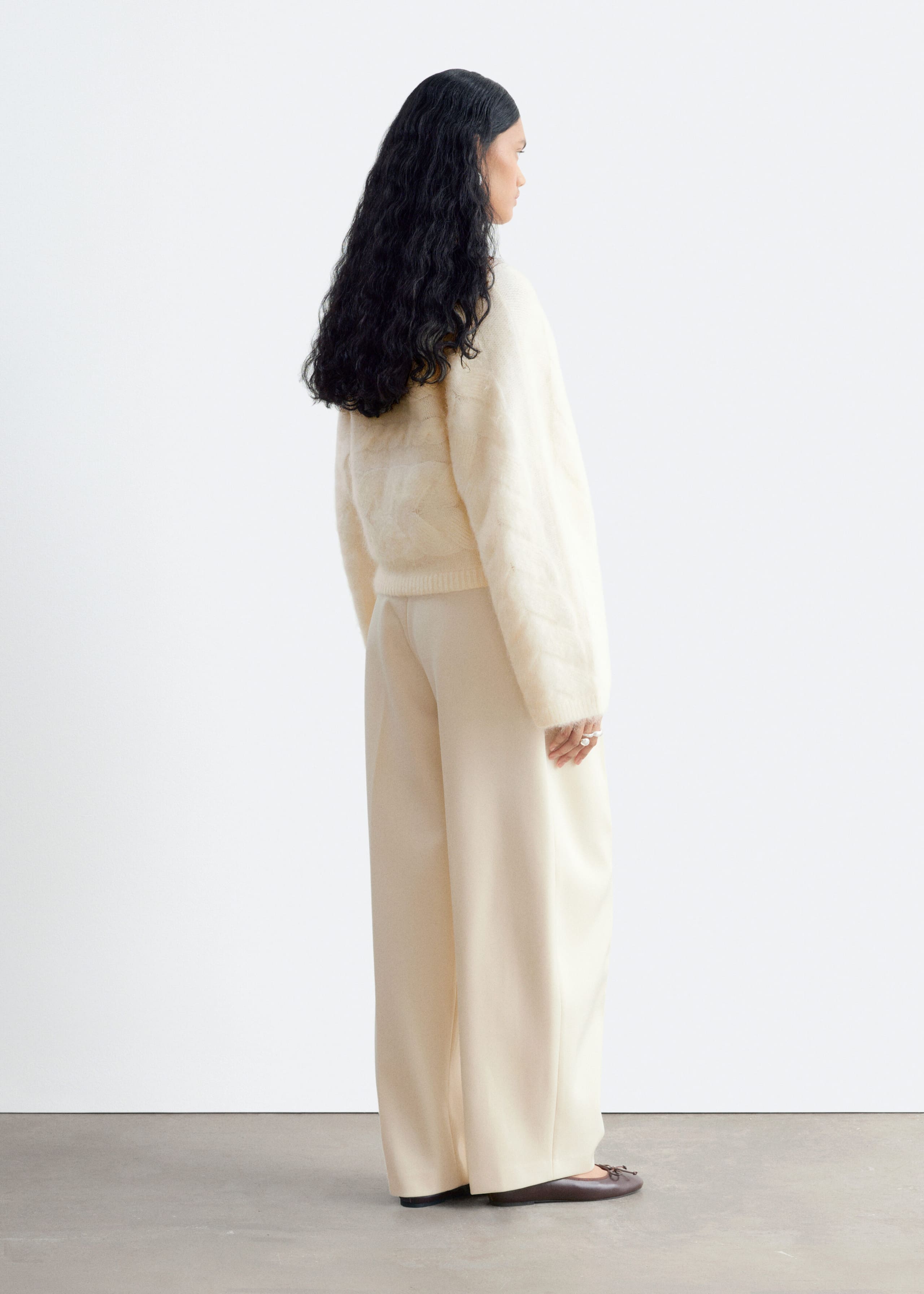 Pullover aus Mohairmischung mit Zopfstrickmuster - Weiß - Lookbook