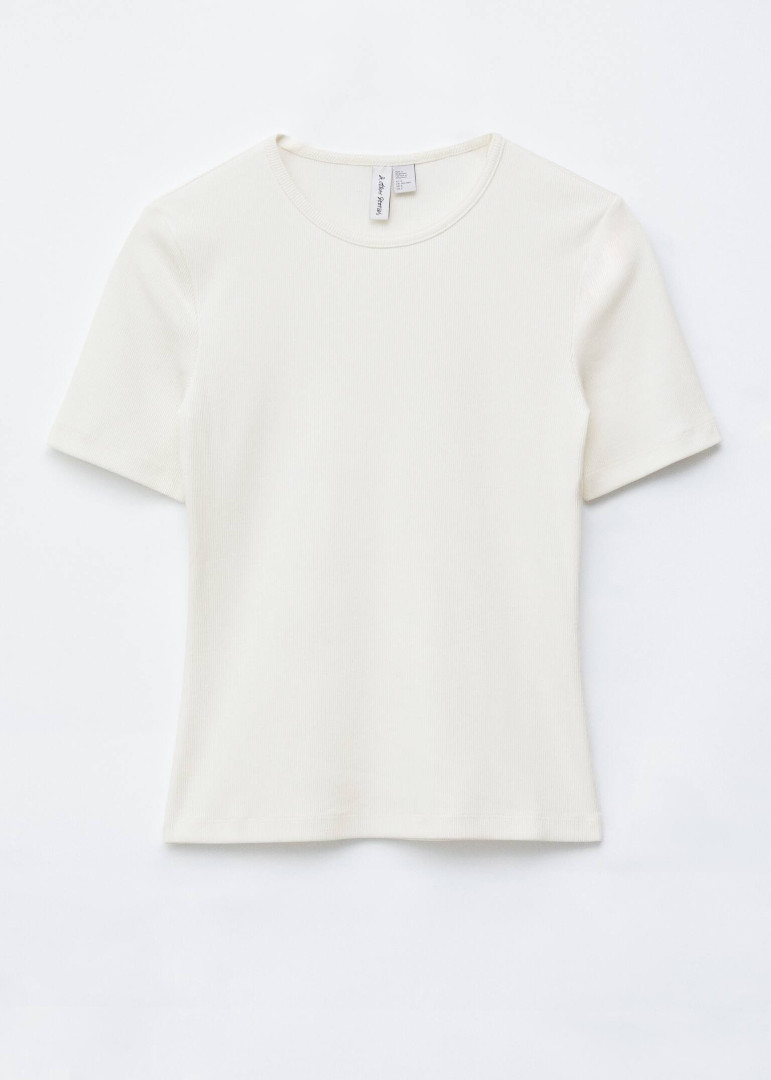 Geripptes T-Shirt - Weiß/Beige/Dunkelblau/Weiß gestreift/Dunkelbraun/Beige gestreift