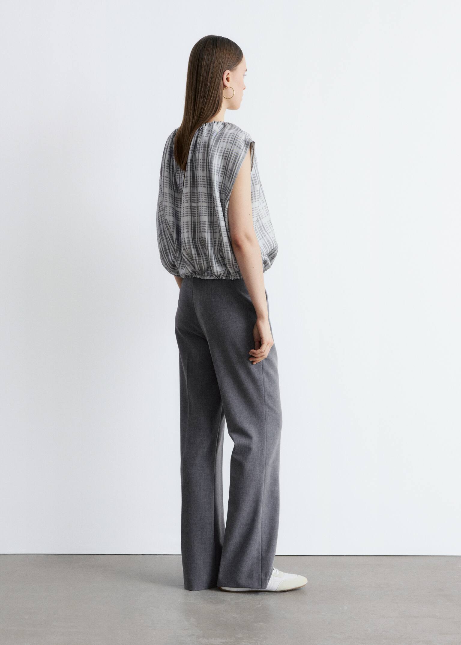 Broek met persplooien - Grijs/Donkerbruin - 5