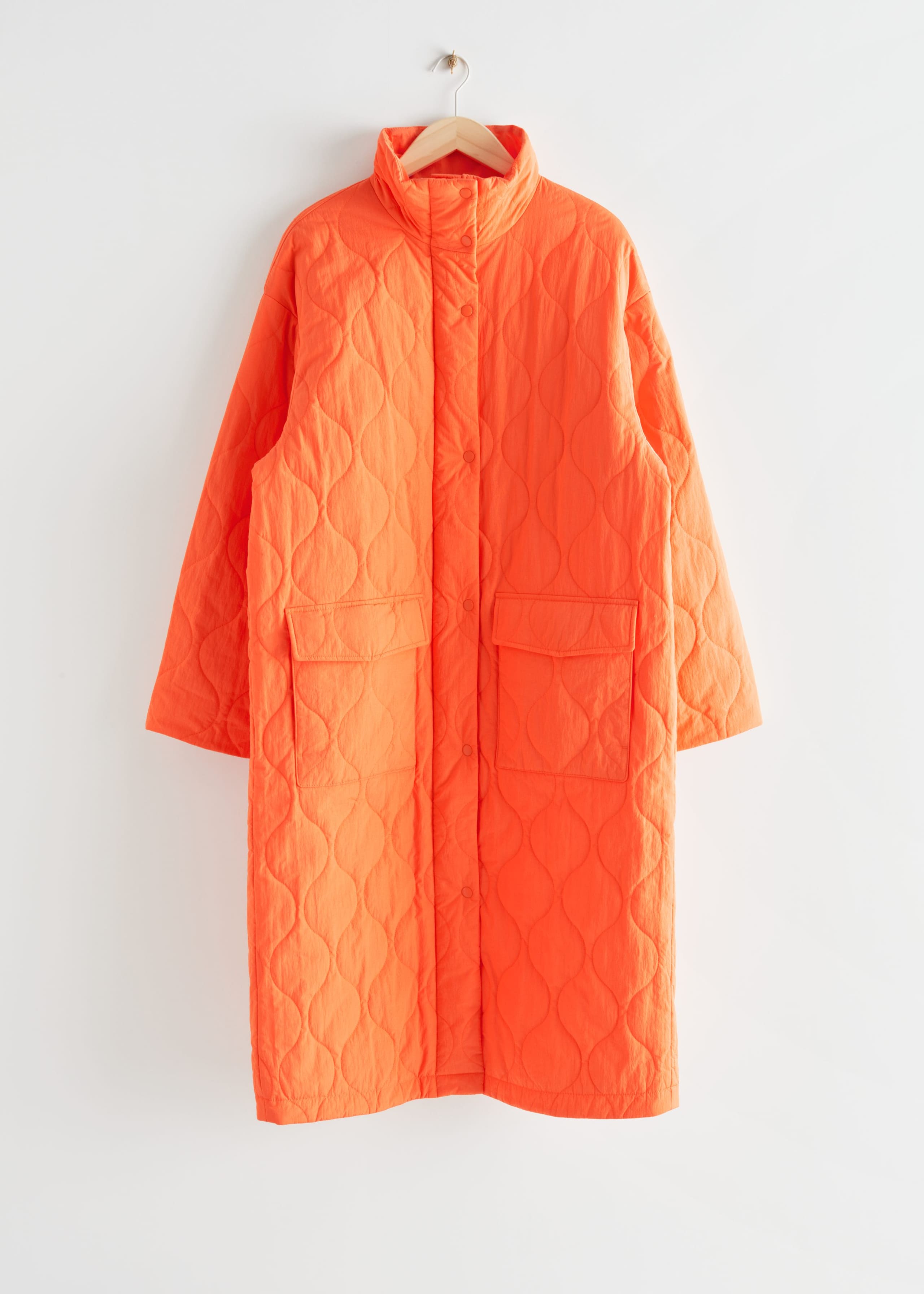 Oversized Quilted Coat - Orange - Still Life