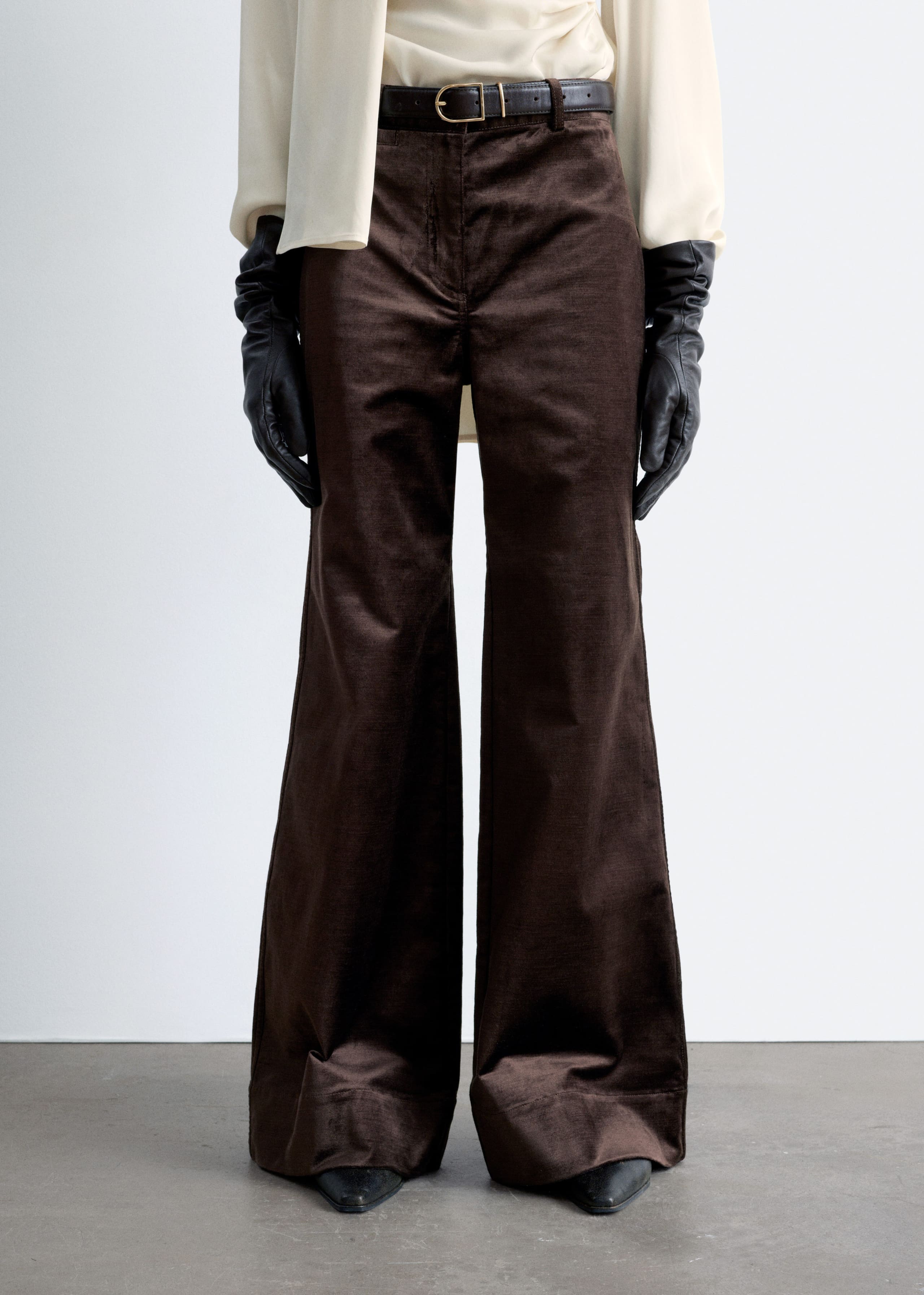 Image of Flared Velvet Trousers