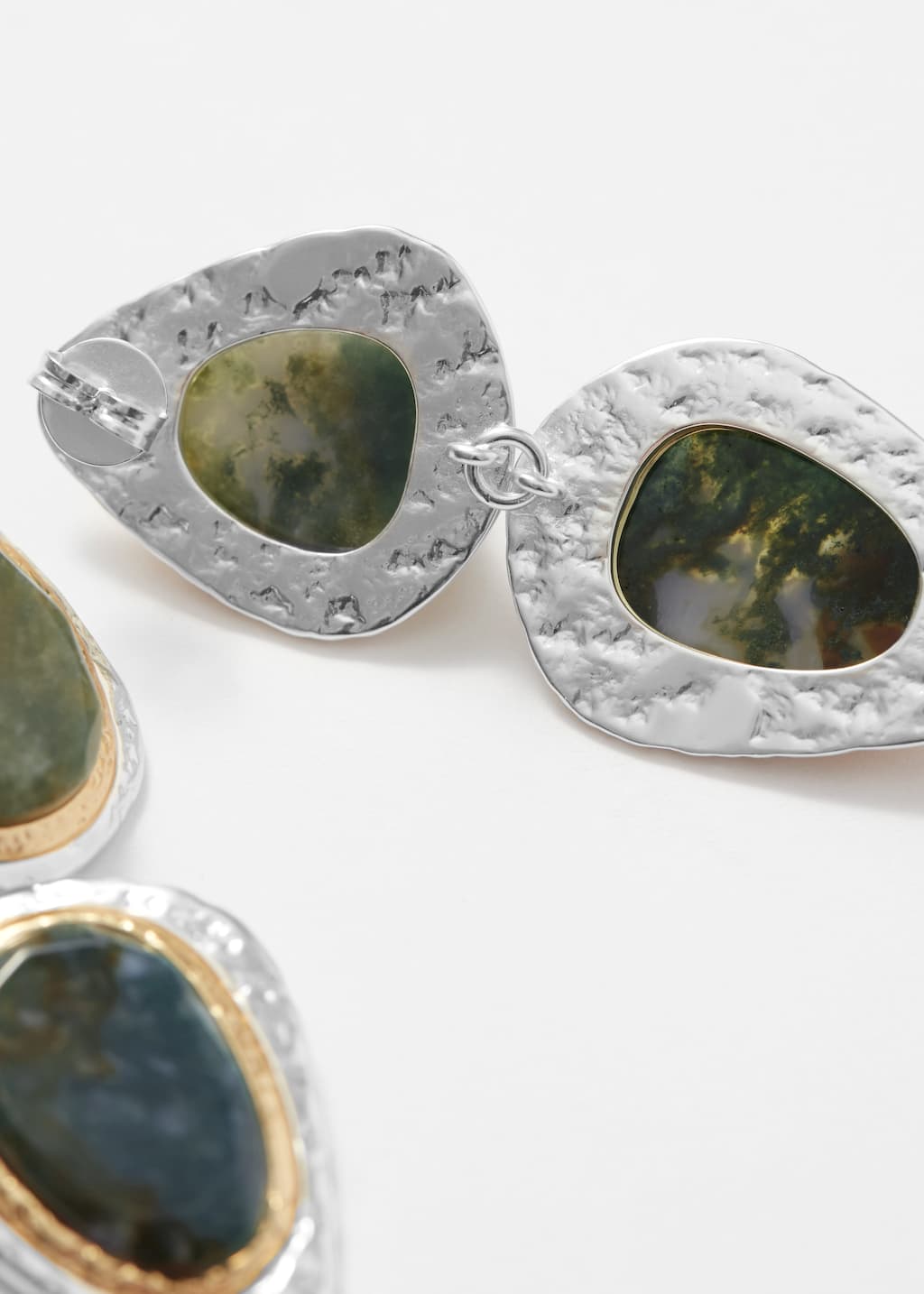 Two-Toned Stone Pendant Earrings - {{variantName}} - Descriptive Detail