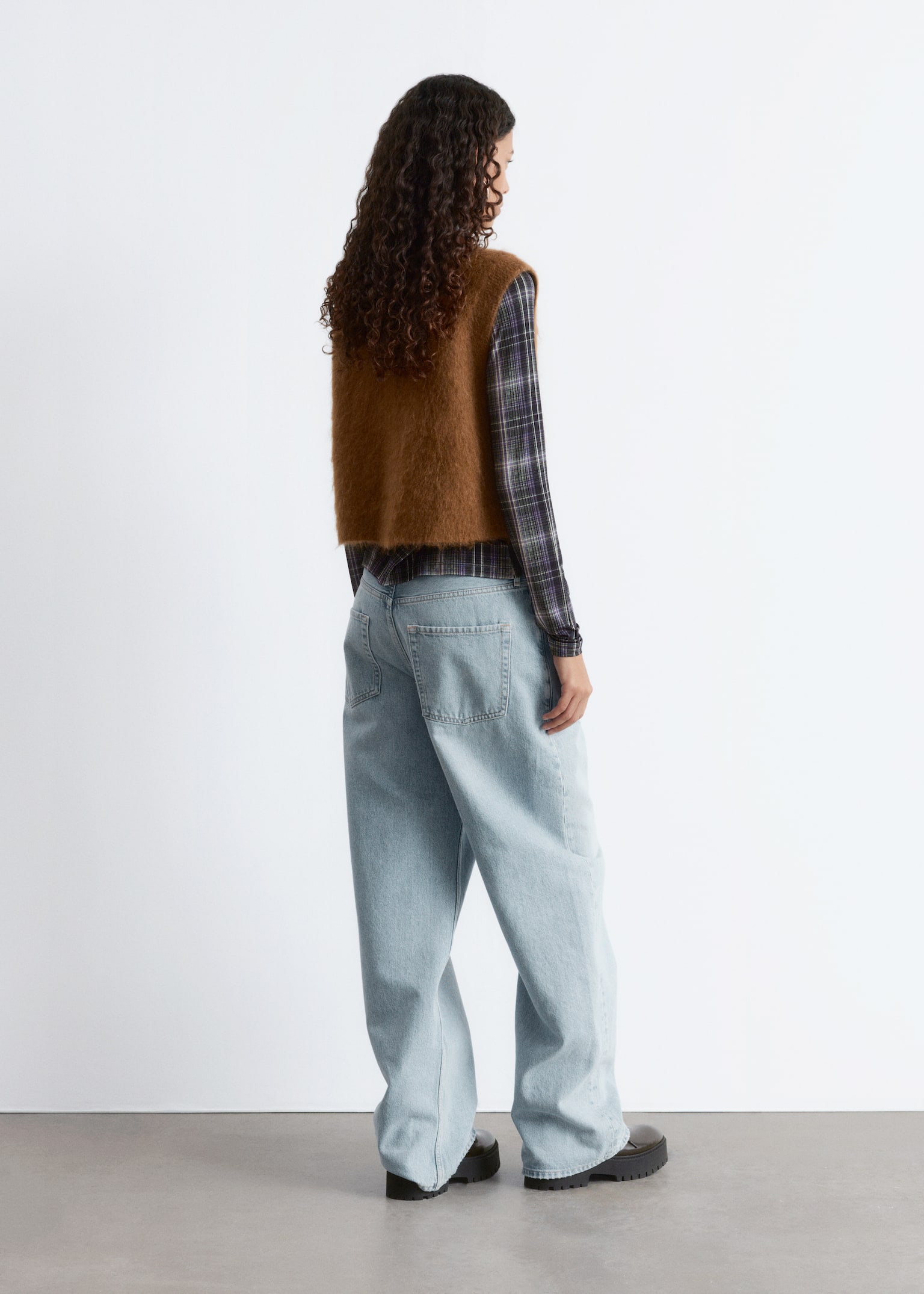 Brushed Knitted Vest - Brown/Grey/Green Stripes - 6
