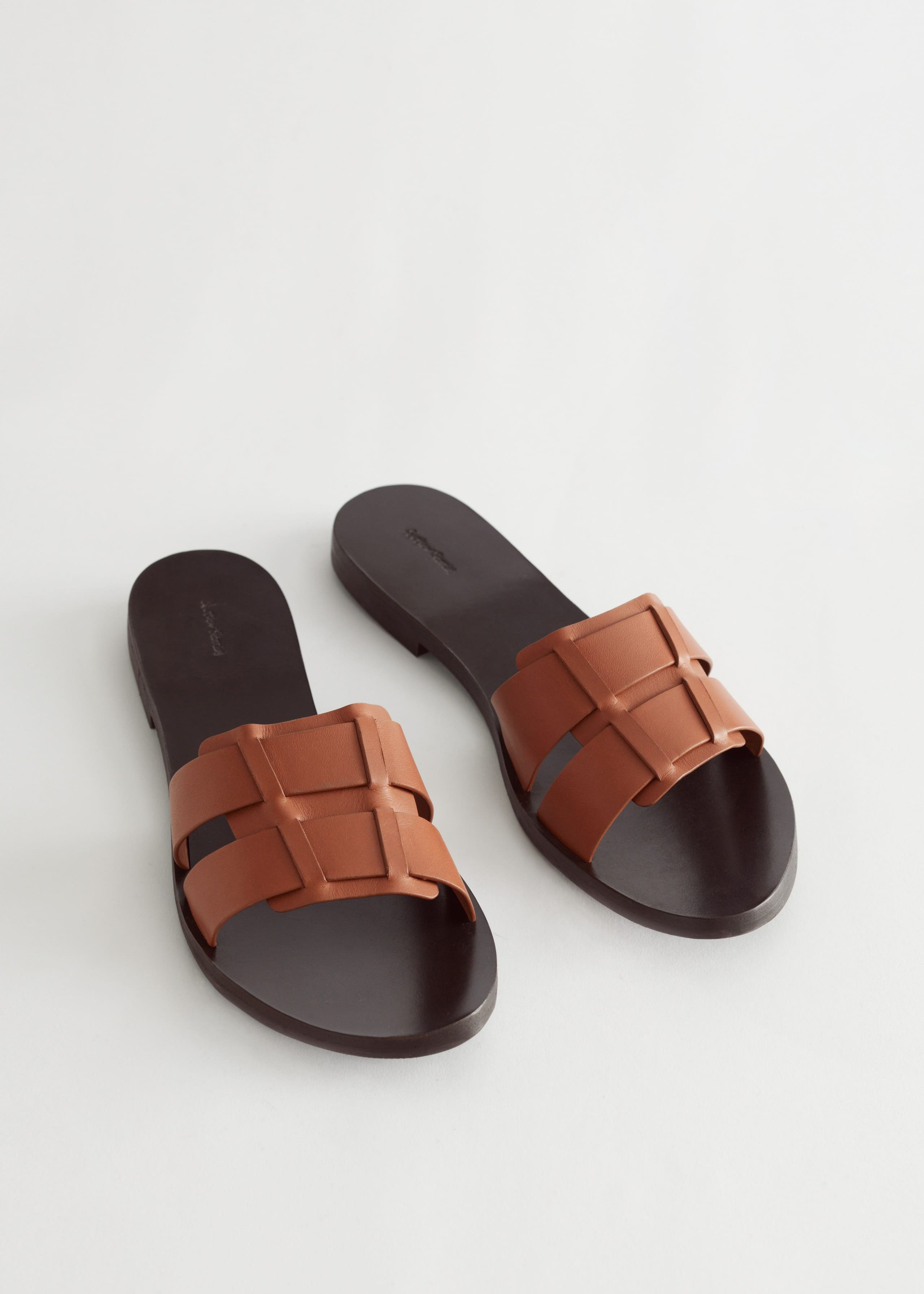 Duo Strap Leather Sandals - Black - Bodegón