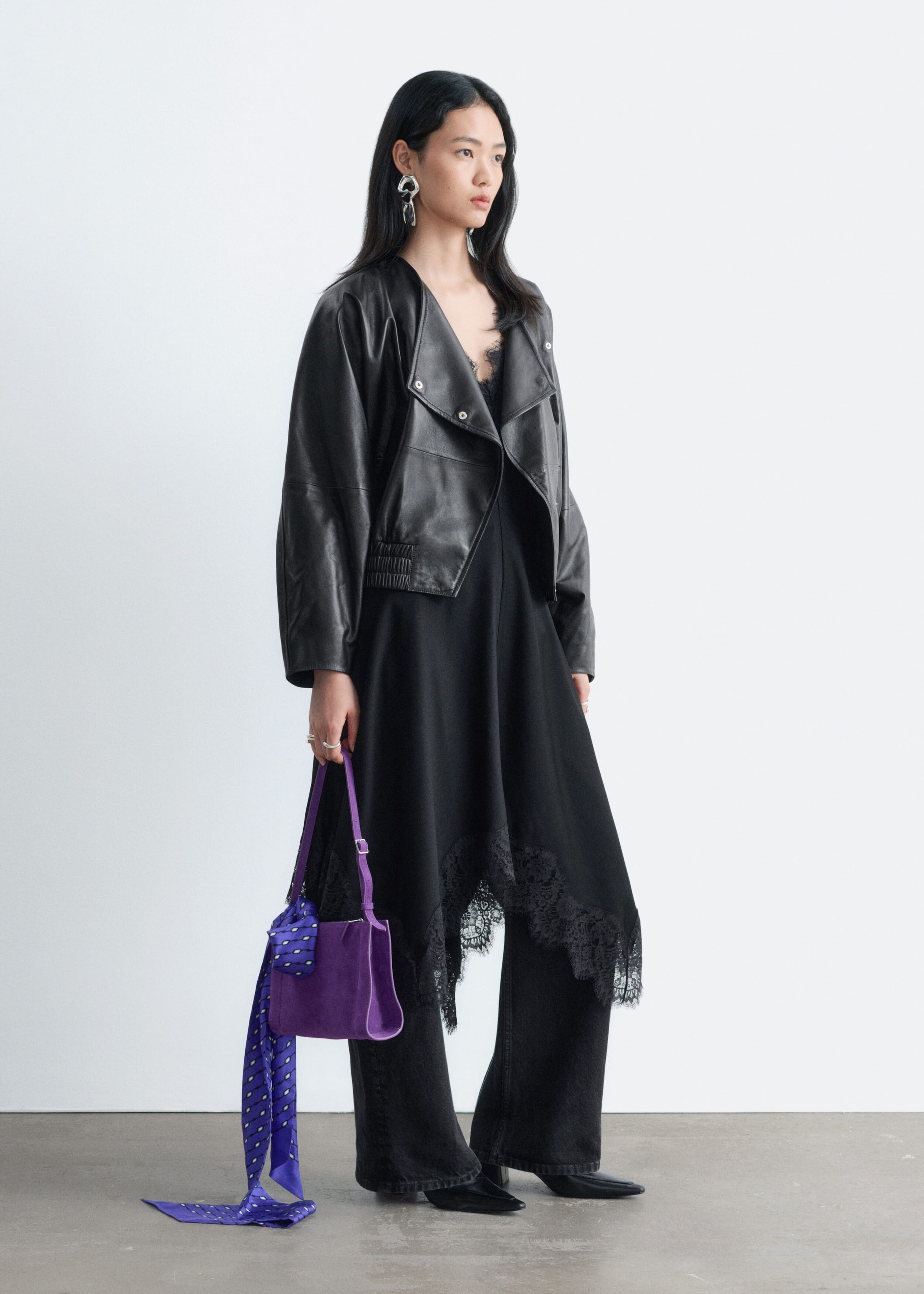 Skórzana kurtka typu bomber – Czarny – Lookbook