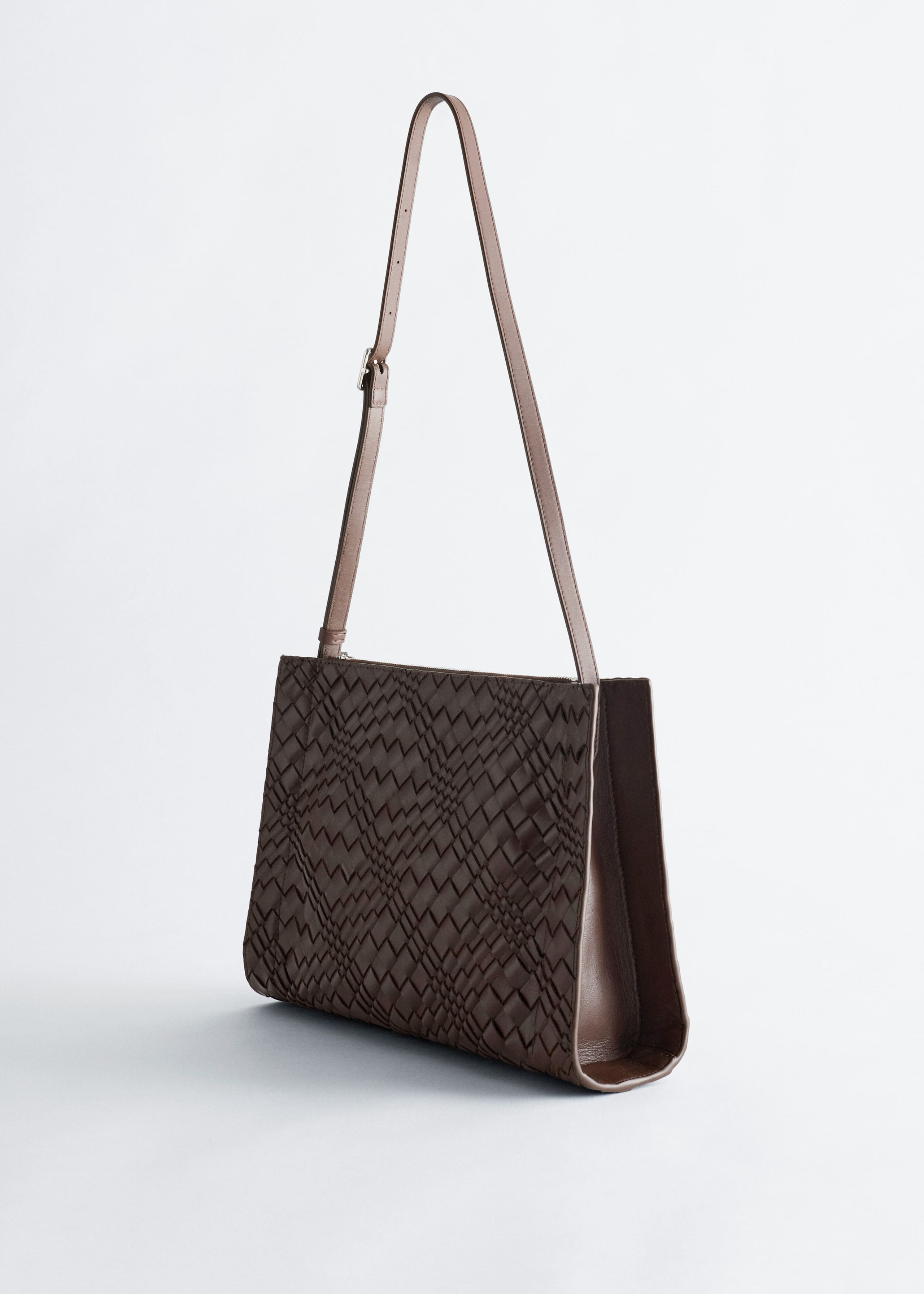 Braided Leather Crossbody Bag - Brown - Still Life