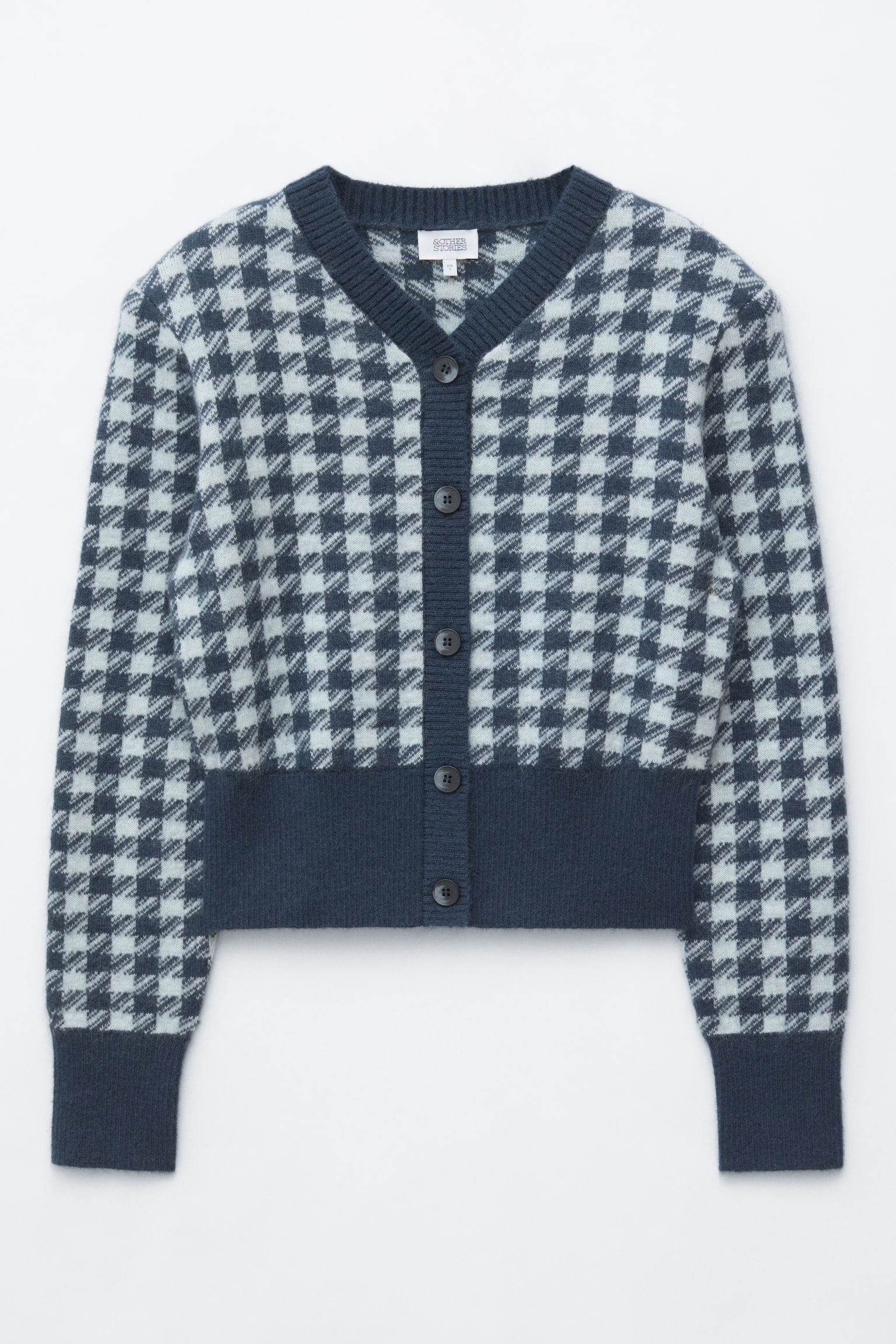 Cárdigan de jacquard de mezcla de mohair - Pata gallo turquesa/azul mar