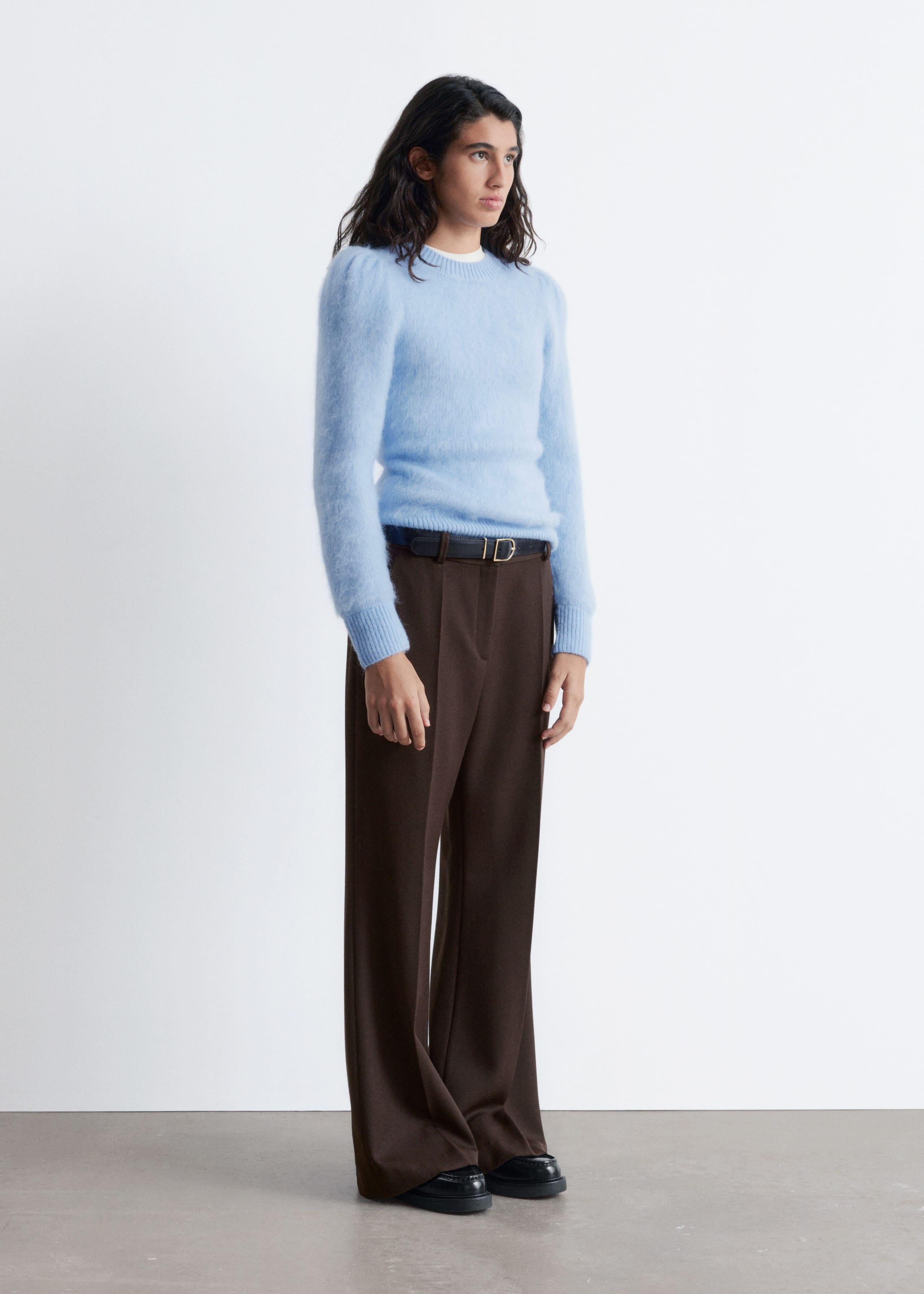 Image of Flared Press-Crease Wool Trousers