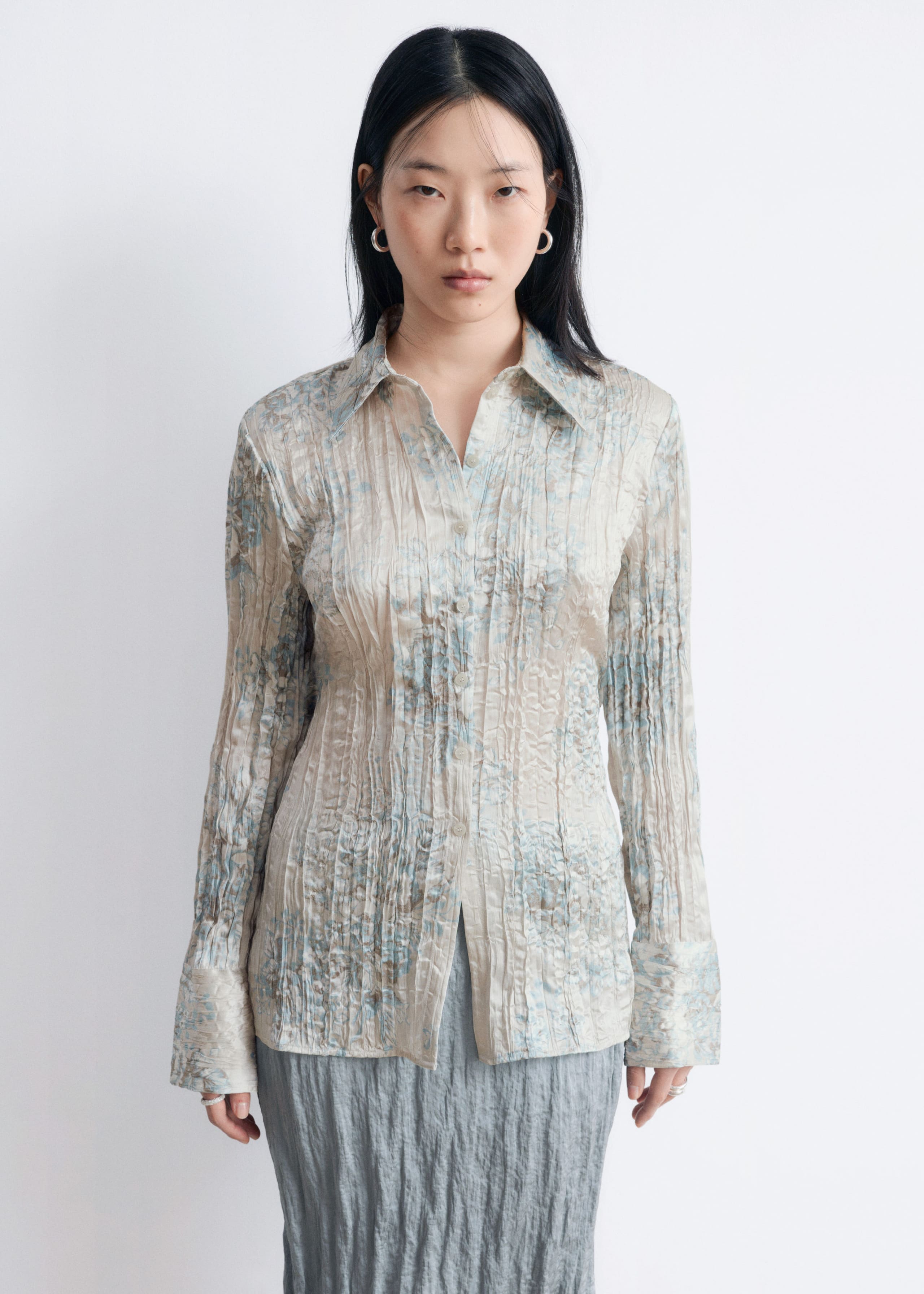 Image of Tie-Belt Crêpe Shirt