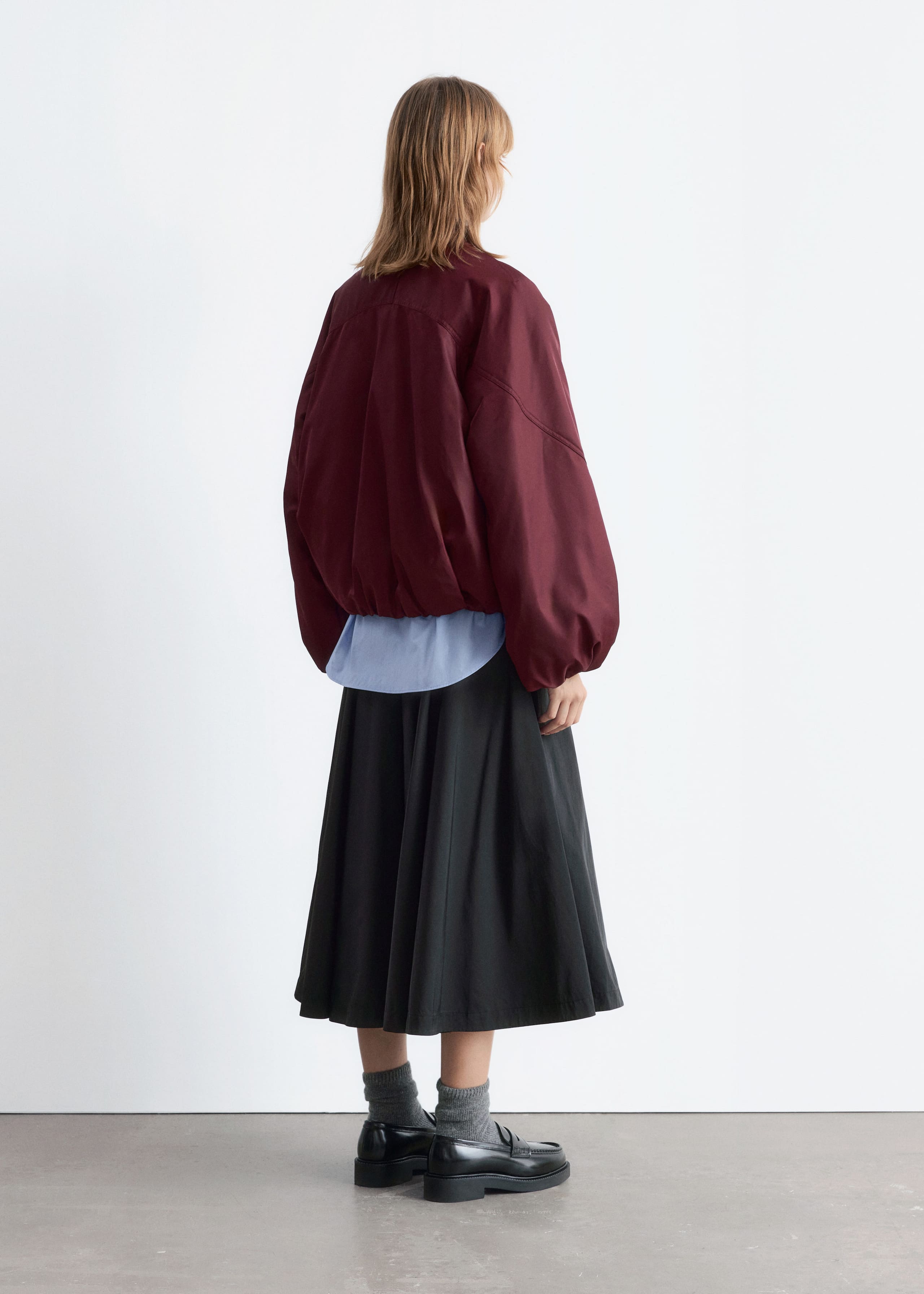 Image of Voluminous-Sleeve Bomber Jacket