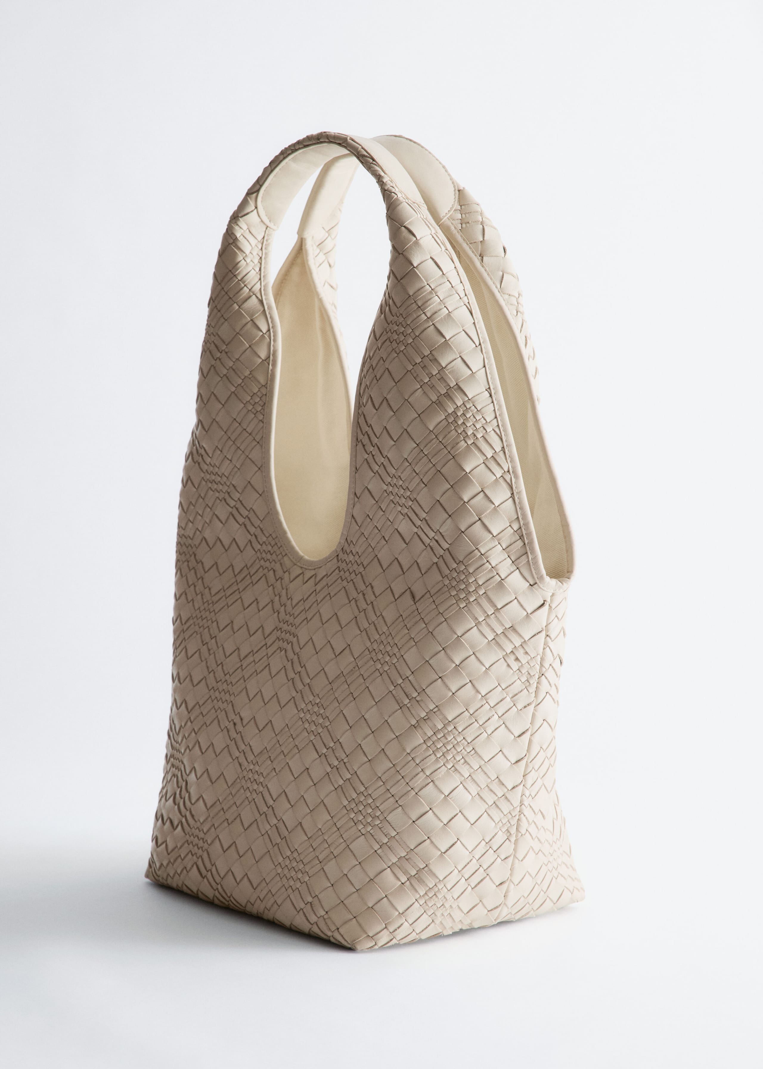 Tragetasche aus geflochtenem Leder - Hellbeige - Stillleben