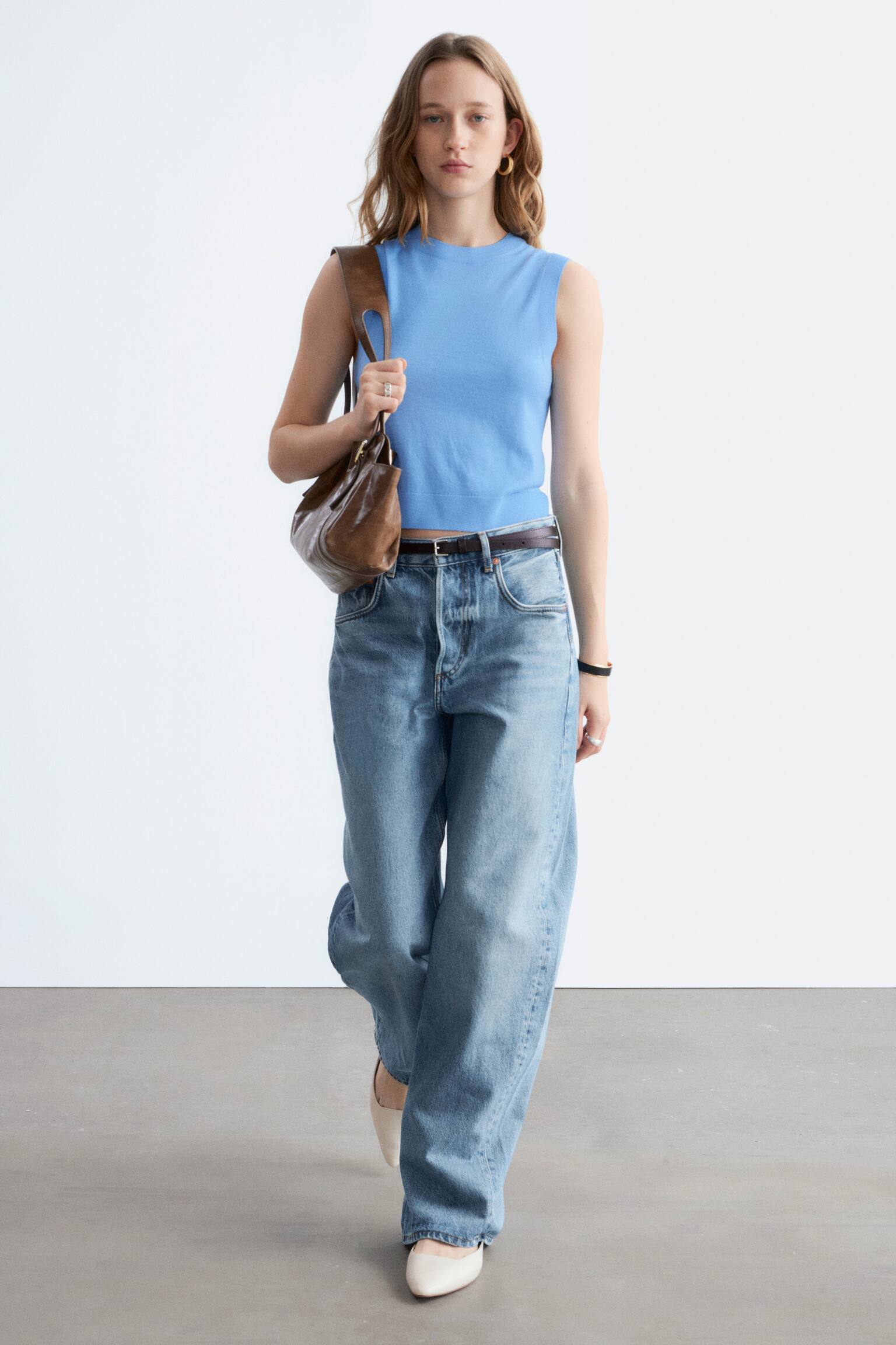 אפודת קשמיר סרוגה - תכלת/אדום - 7