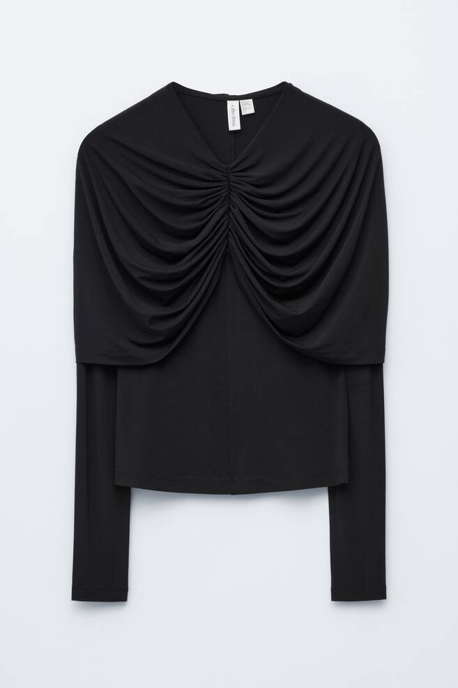 Maglia con dettaglio a mantella drappeggiato - Nero - 1
