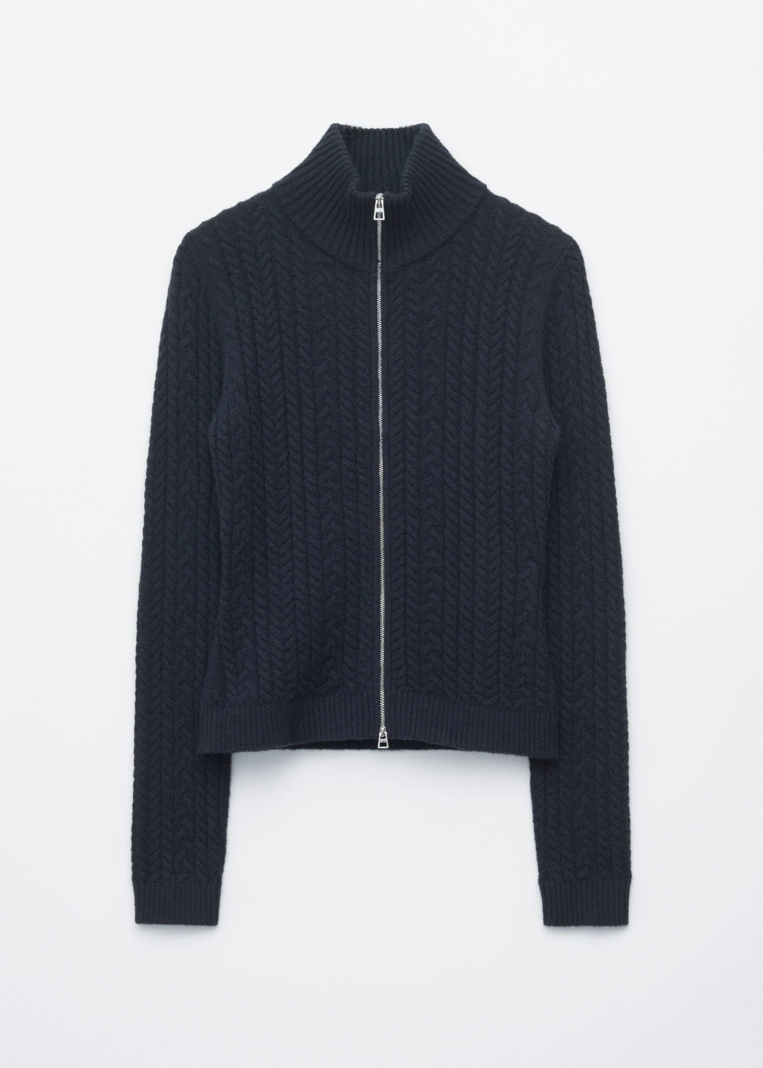 Wool-Cotton Cable-Knit Cardigan - Dark Blue - Still Life