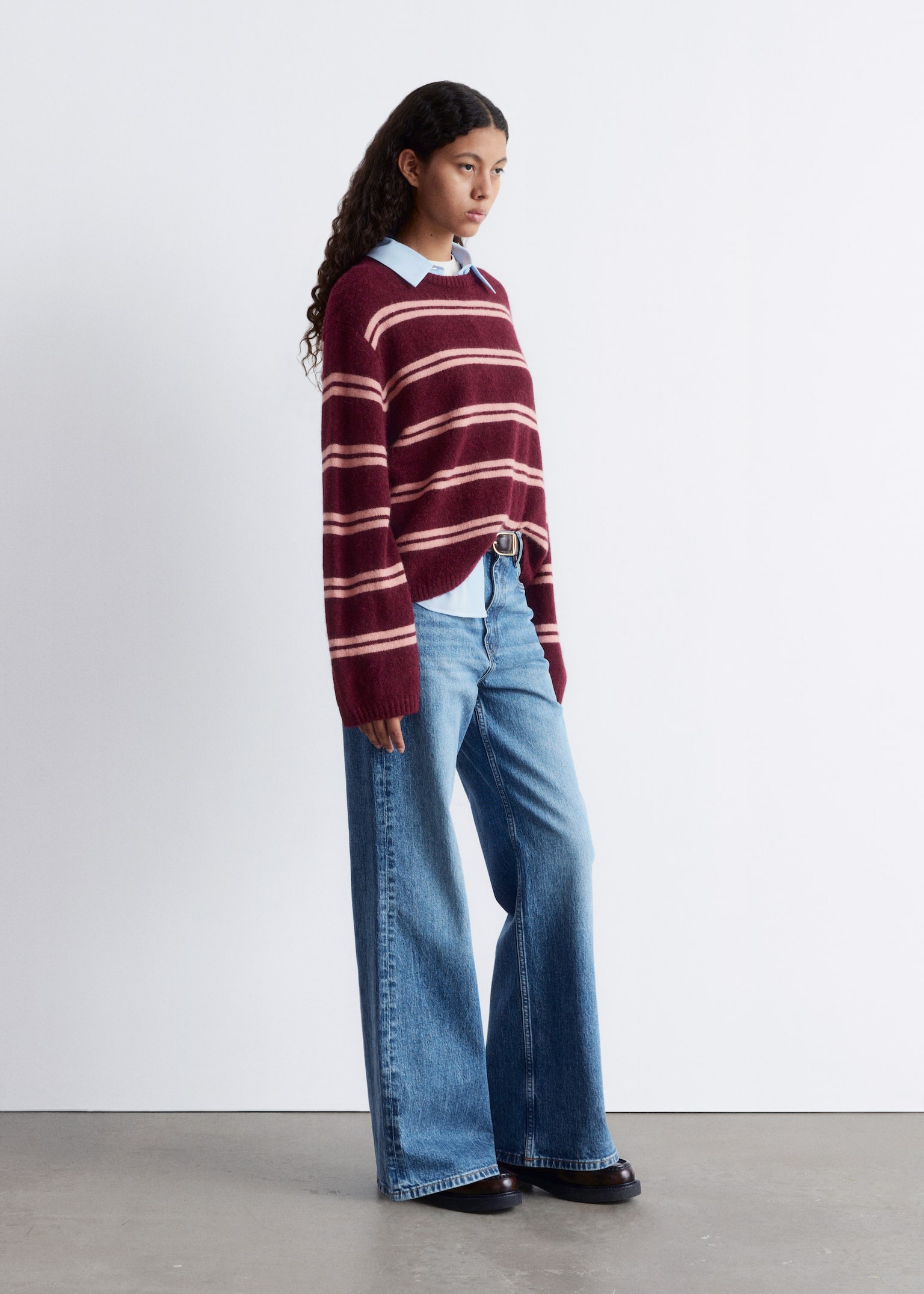 Maglione in misto alpaca - Rosso scuro/Righe rosa/Talpa/Giallo/Rosso/Blu scuro - 5