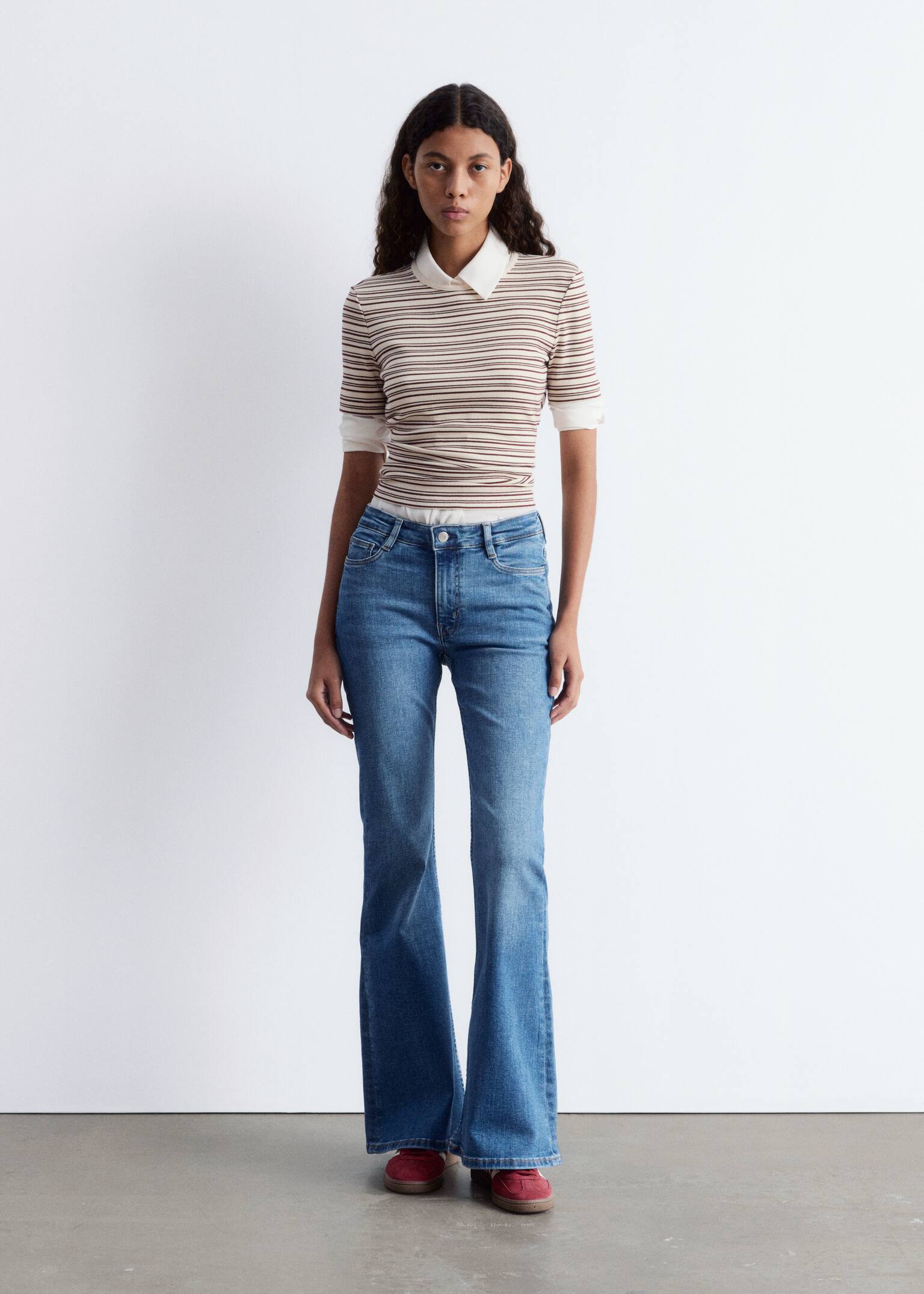 Jean bootcut slim taille basse - Bleu moyen/Bleu foncé - 1