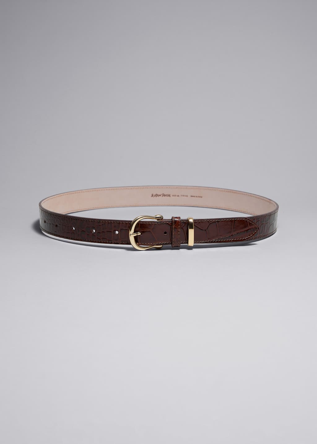 Croco Leather Belt - Black - Still Life