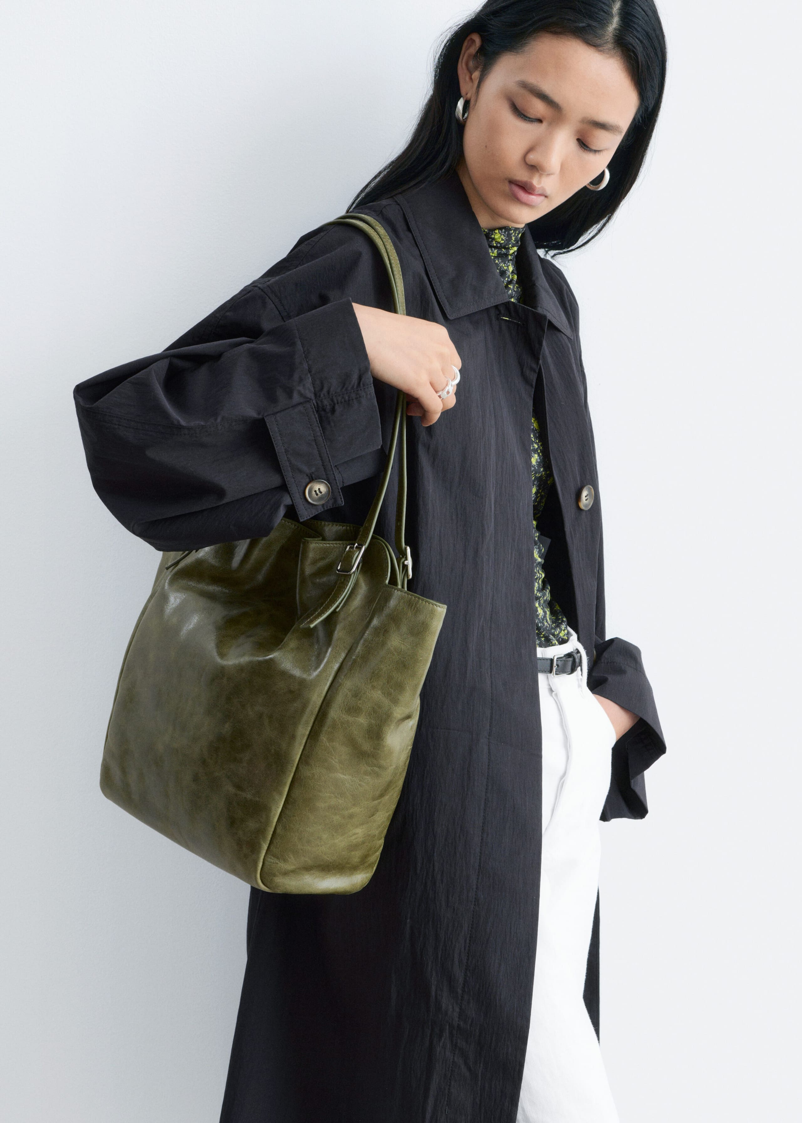 Image of Buckle-Strap Leather Tote