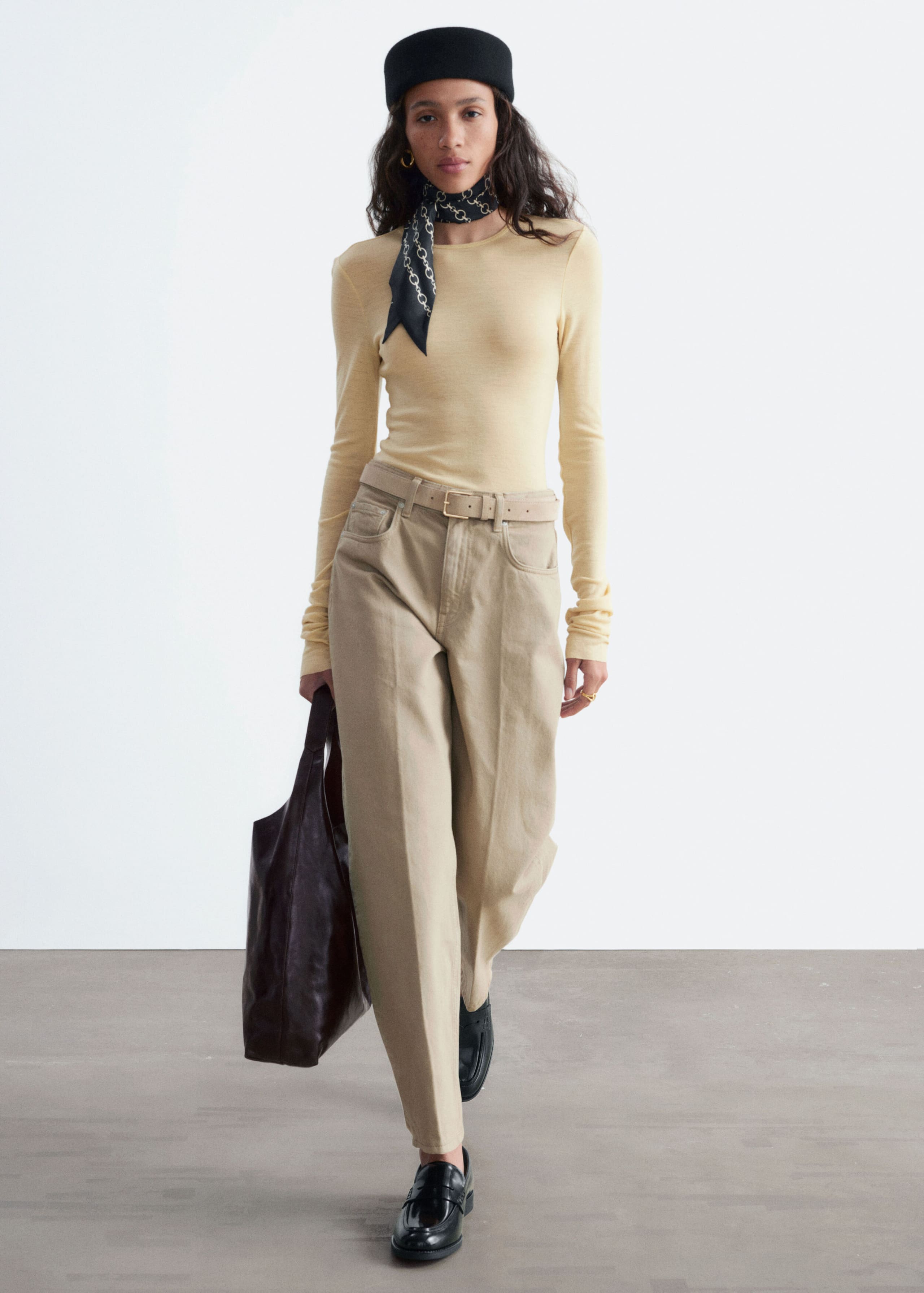 Plain-Knit Wool Top - Light Yellow - Still Life
