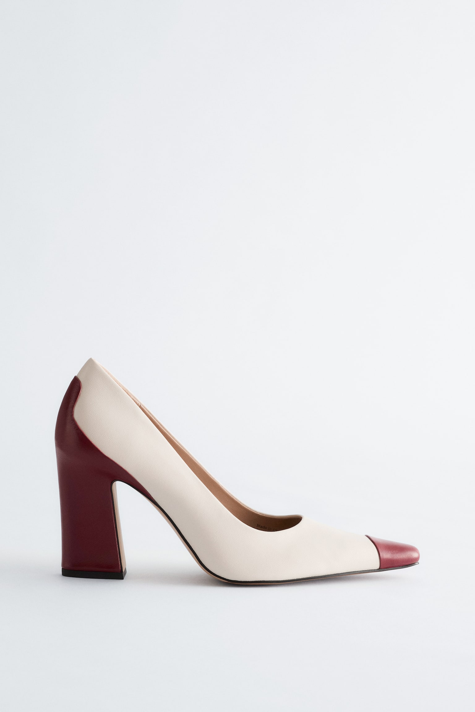 Colour-Blocked Leather Pumps - White/Burgundy/Black/Green