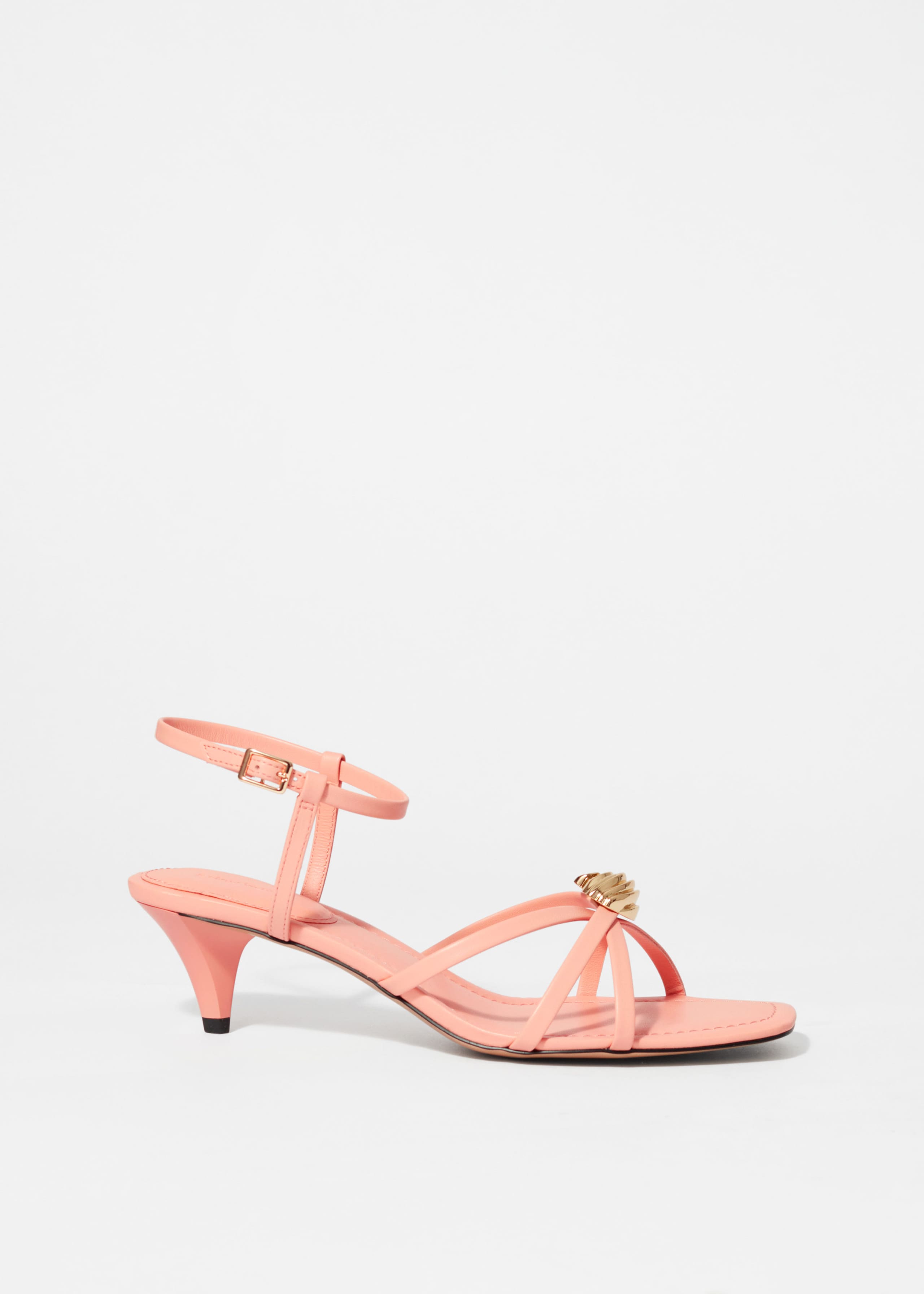 Image of Embellished Heeled Leather Sandals