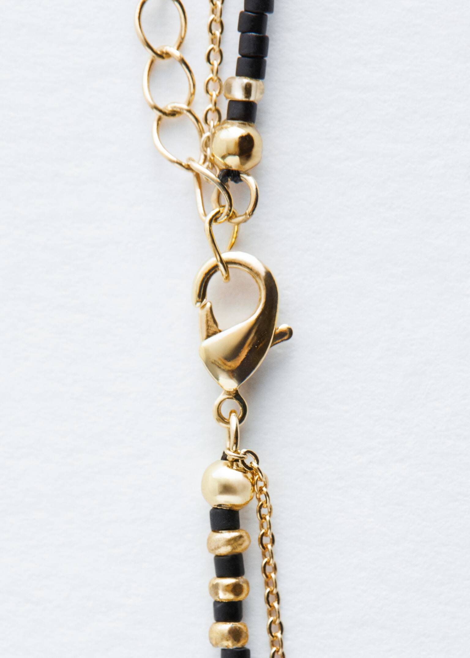 Layered Beaded Necklace - Black/Gold - 3