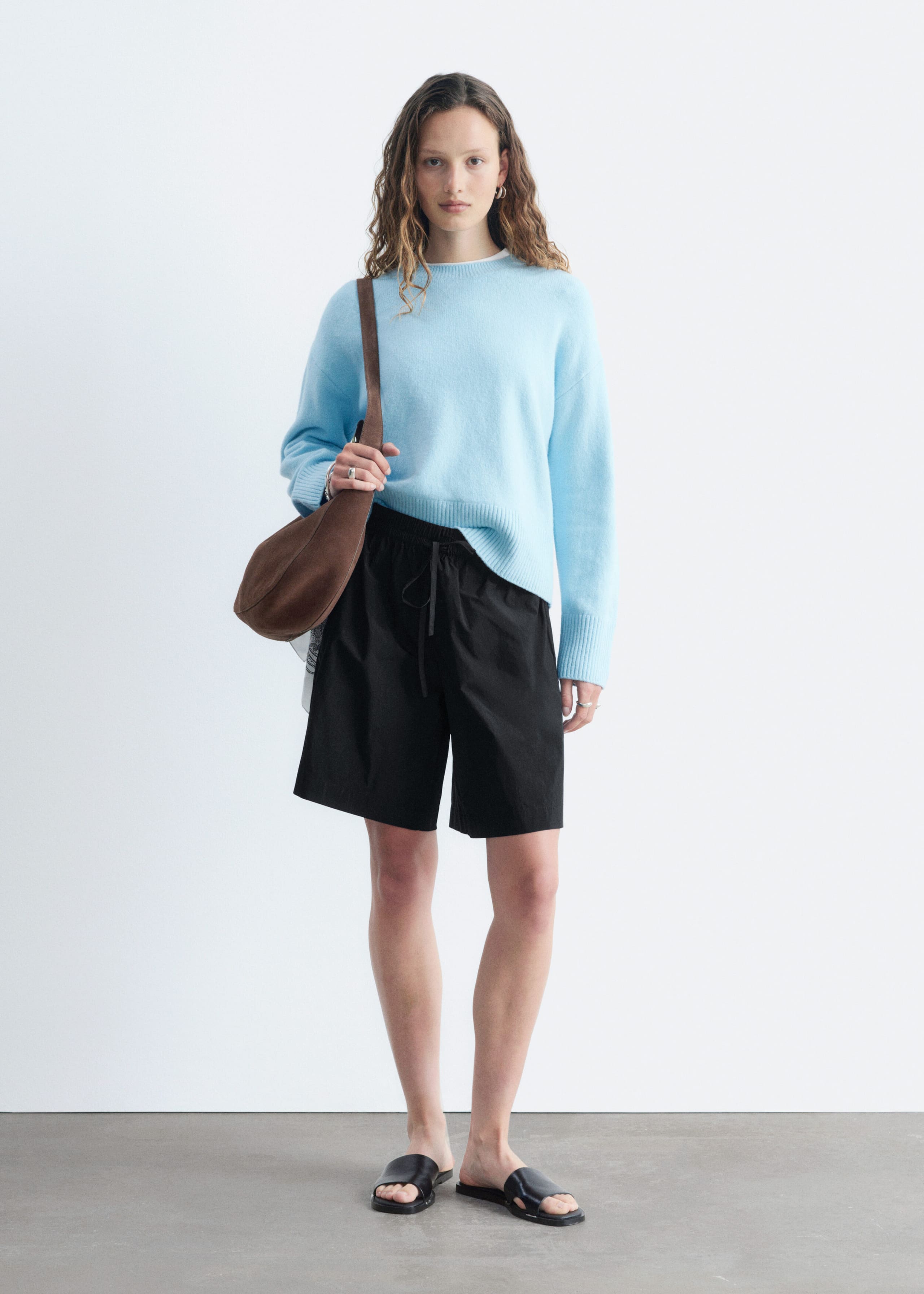 Relaxed Fit Knitted Sweater - Black - Lookbook