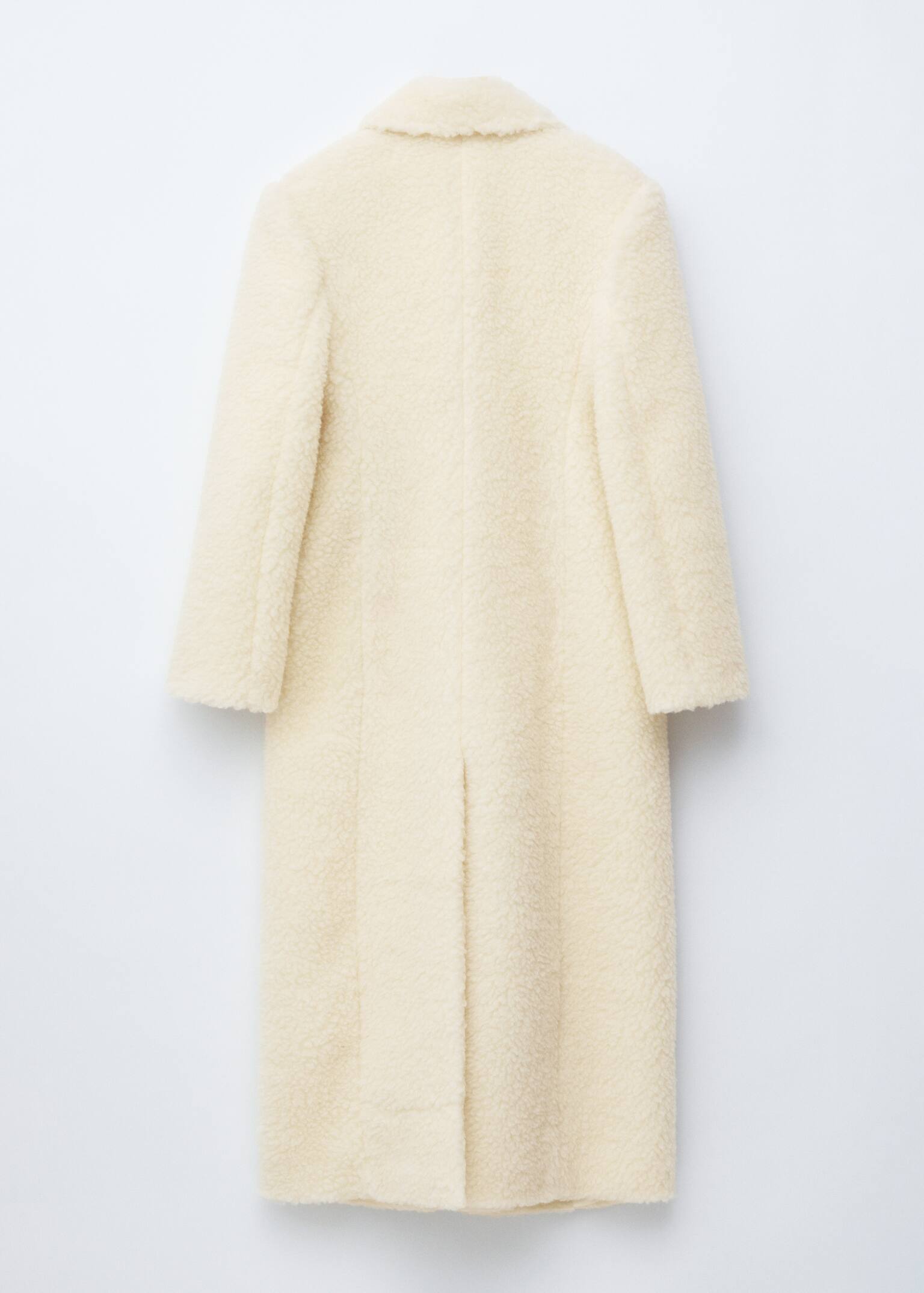 Wool Shearling Maxi Coat - White/Grey - 4