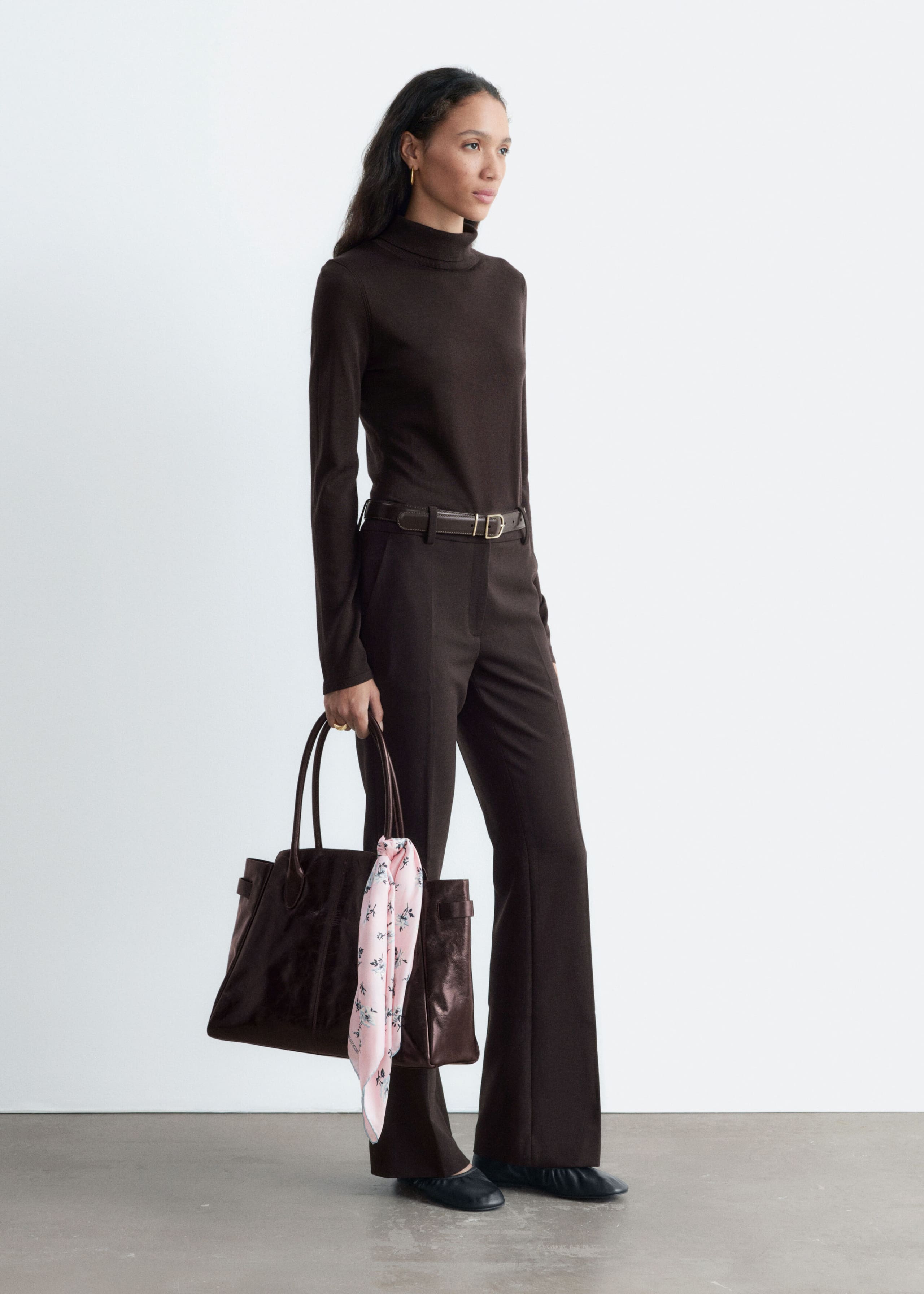 Flared Press-Crease Trousers - Dark Brown - Still Life