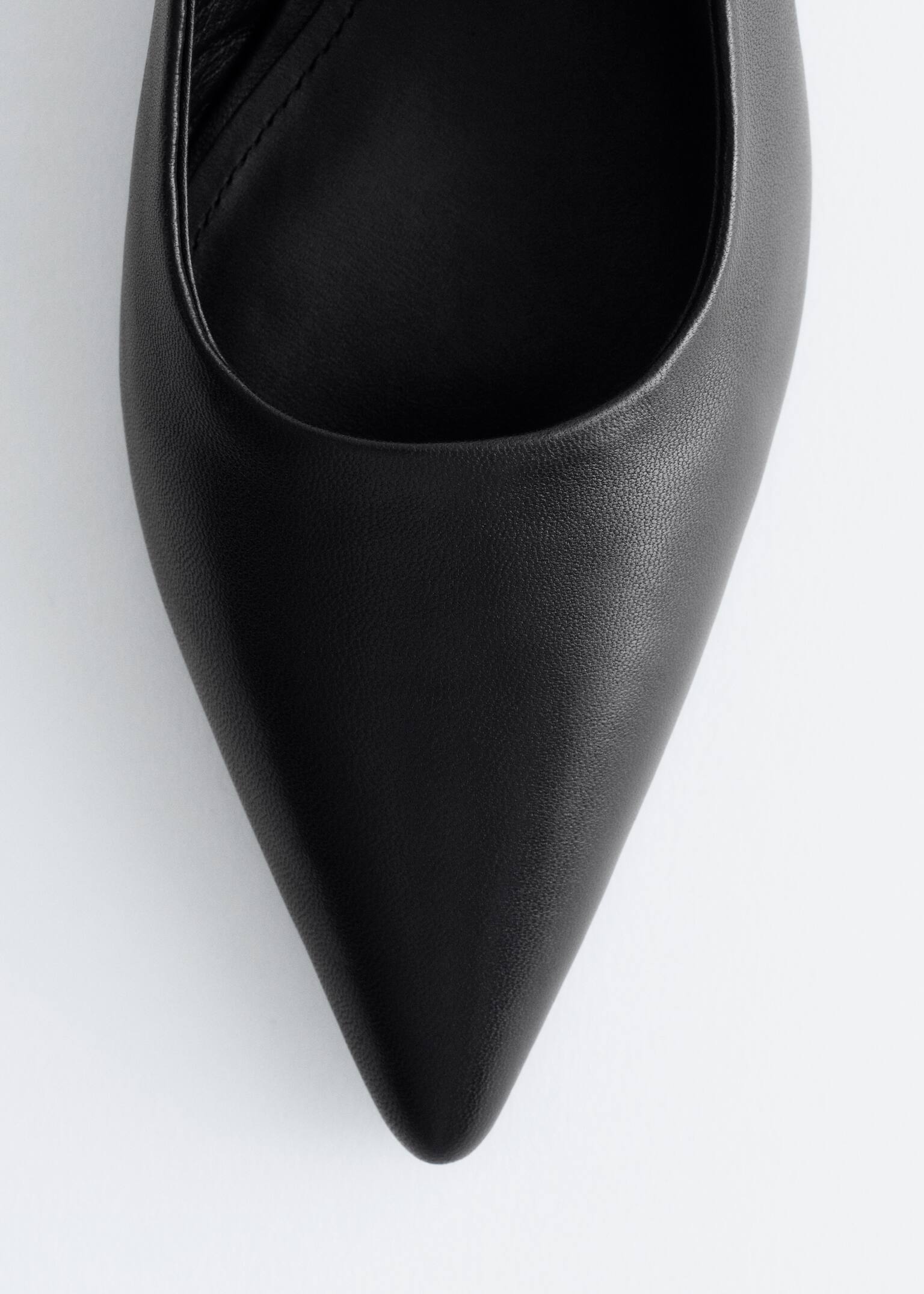 Leather Wedge Slingback Pumps - Negru/Șarpe Gri - 4