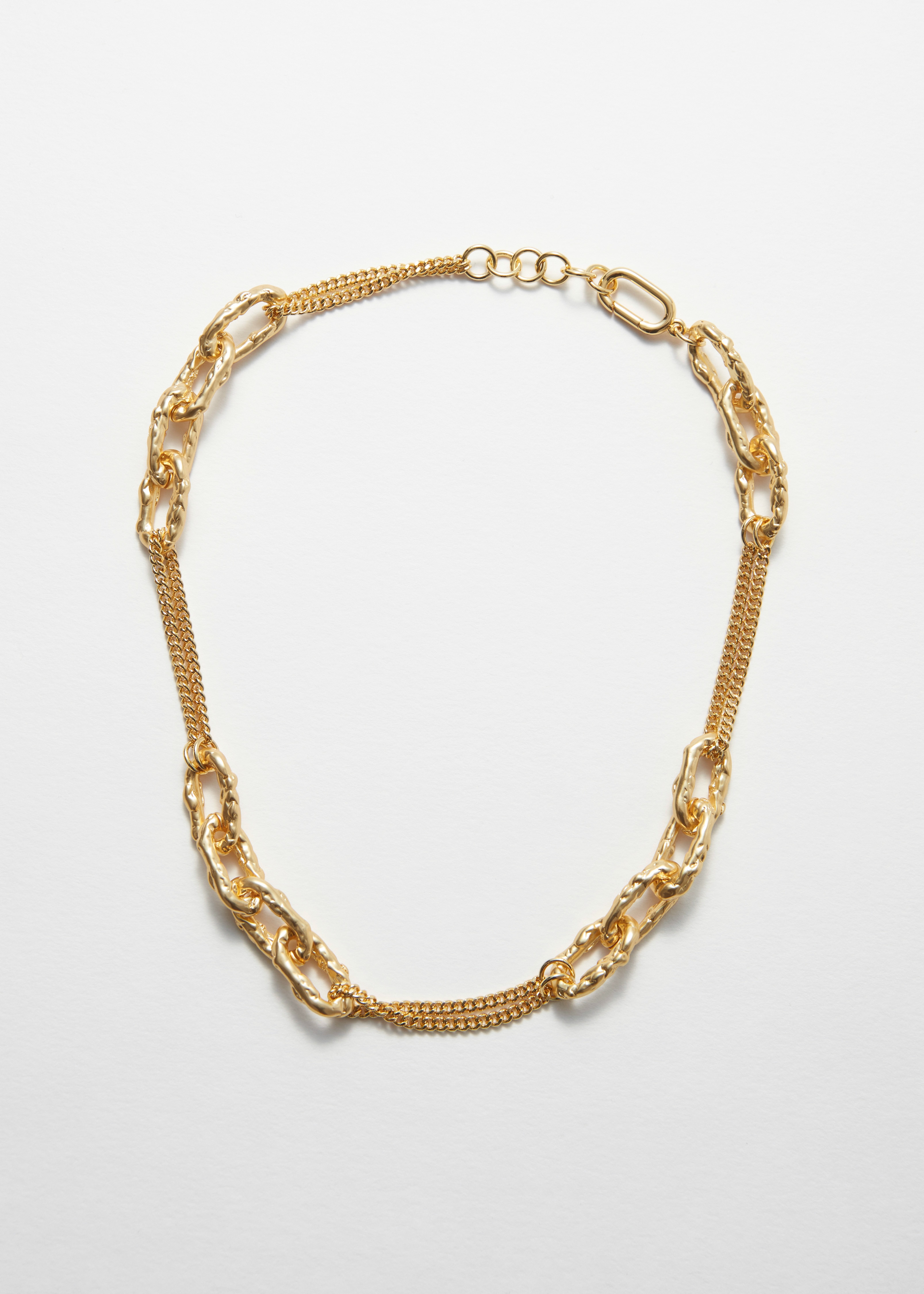 Masivní náhrdelník s plastickými články - Zlato