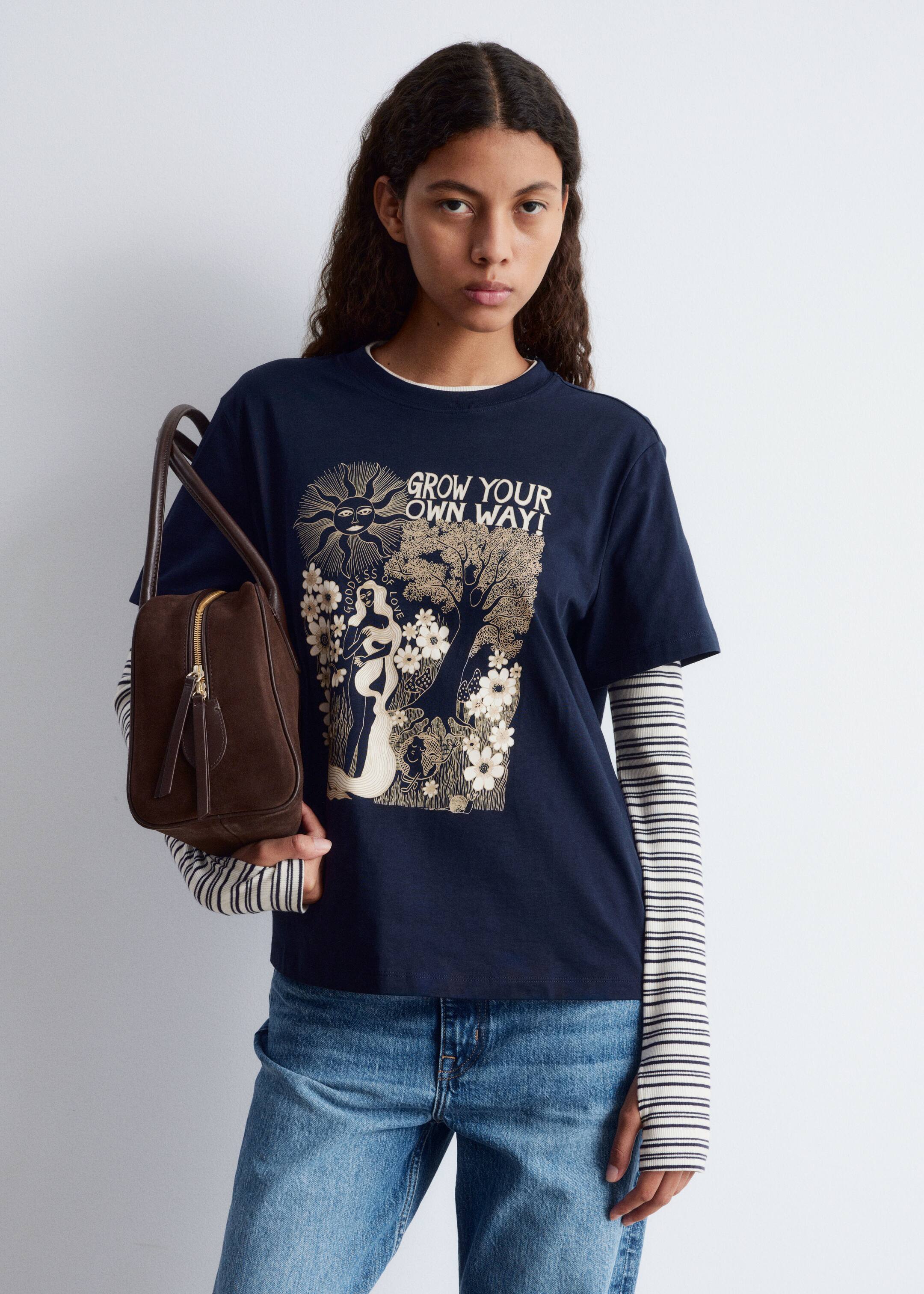 Agrandir l'image: T-Shirt en coton - Bleu foncé/Imprimé - FEMME | H&M CH 3