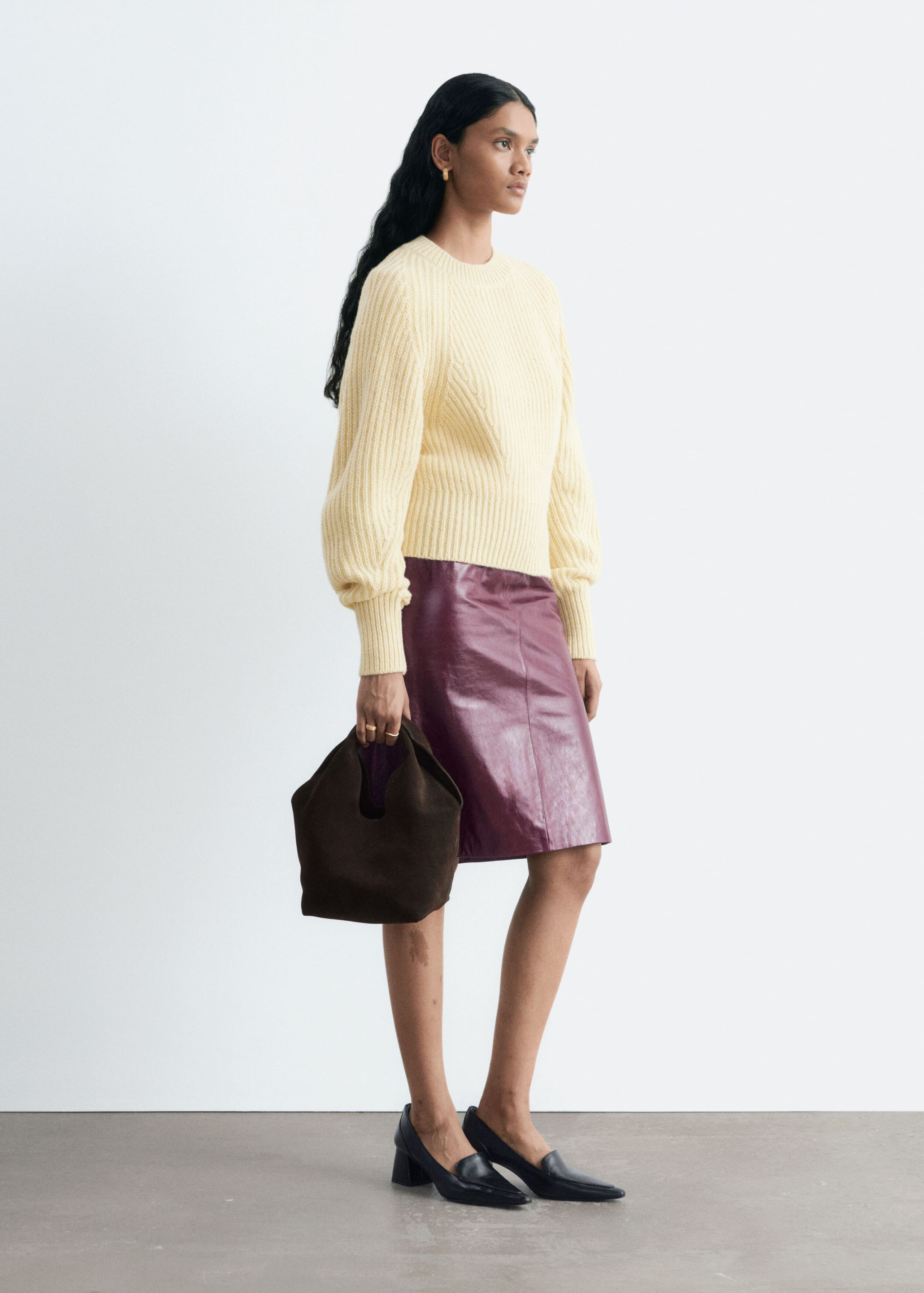 Pull en mélange de laine et de coton - Jaune beurre - Lookbook