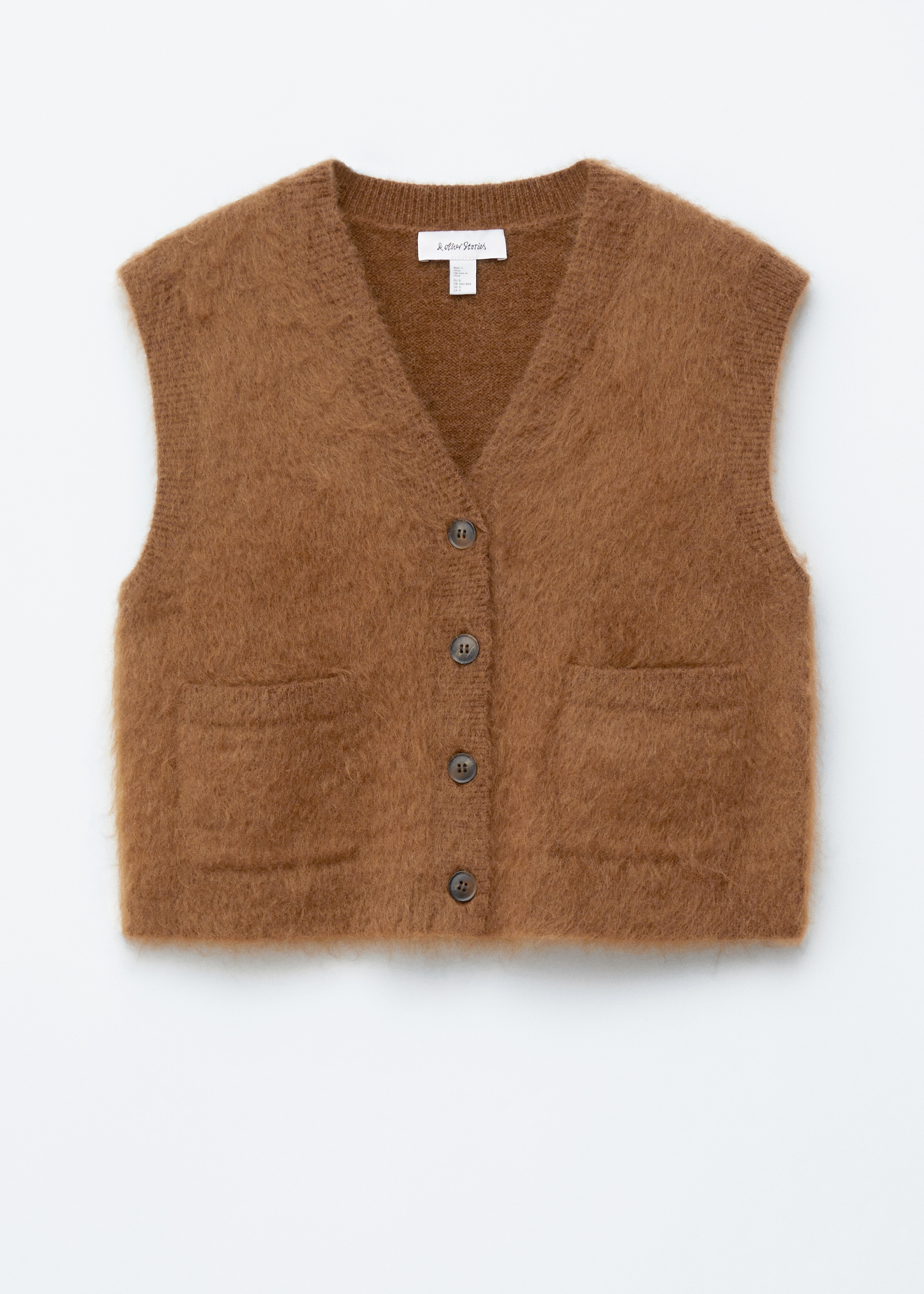 Gilet lavorato a maglia con finitura spazzolata - Marrone/Righe grigio/verde