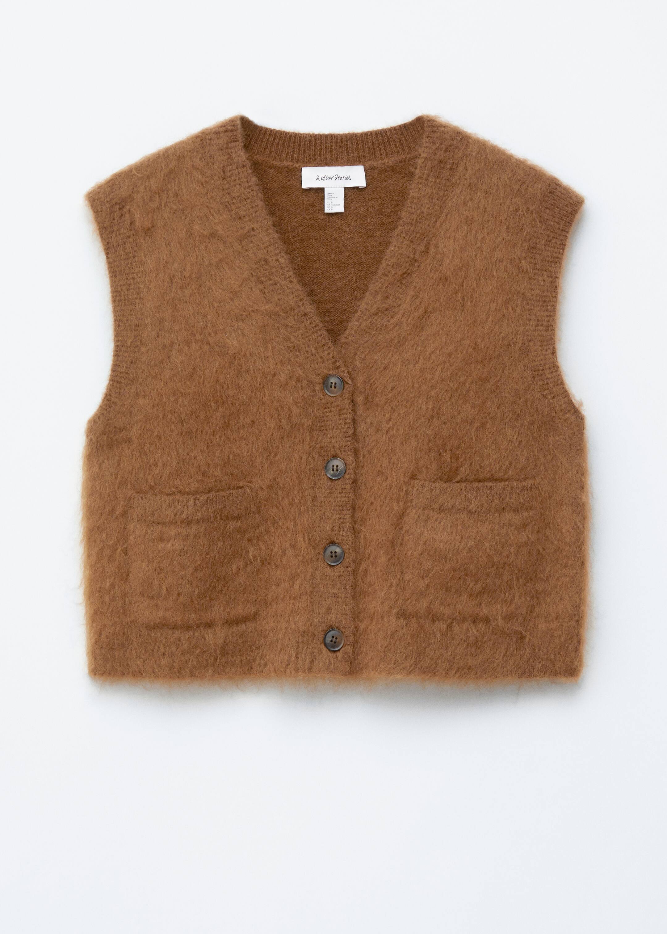 Visa större bild: Stickad väst med borstad finish - Brun - DAM | H&M SE 6