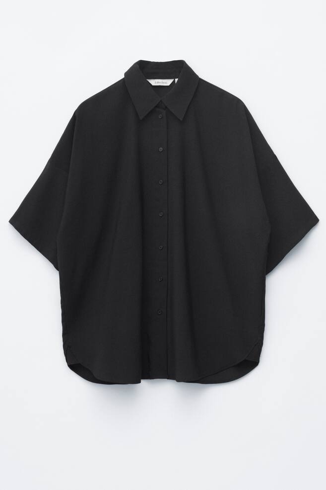 Chemise oversize à manches trois-quarts - Noir - 1