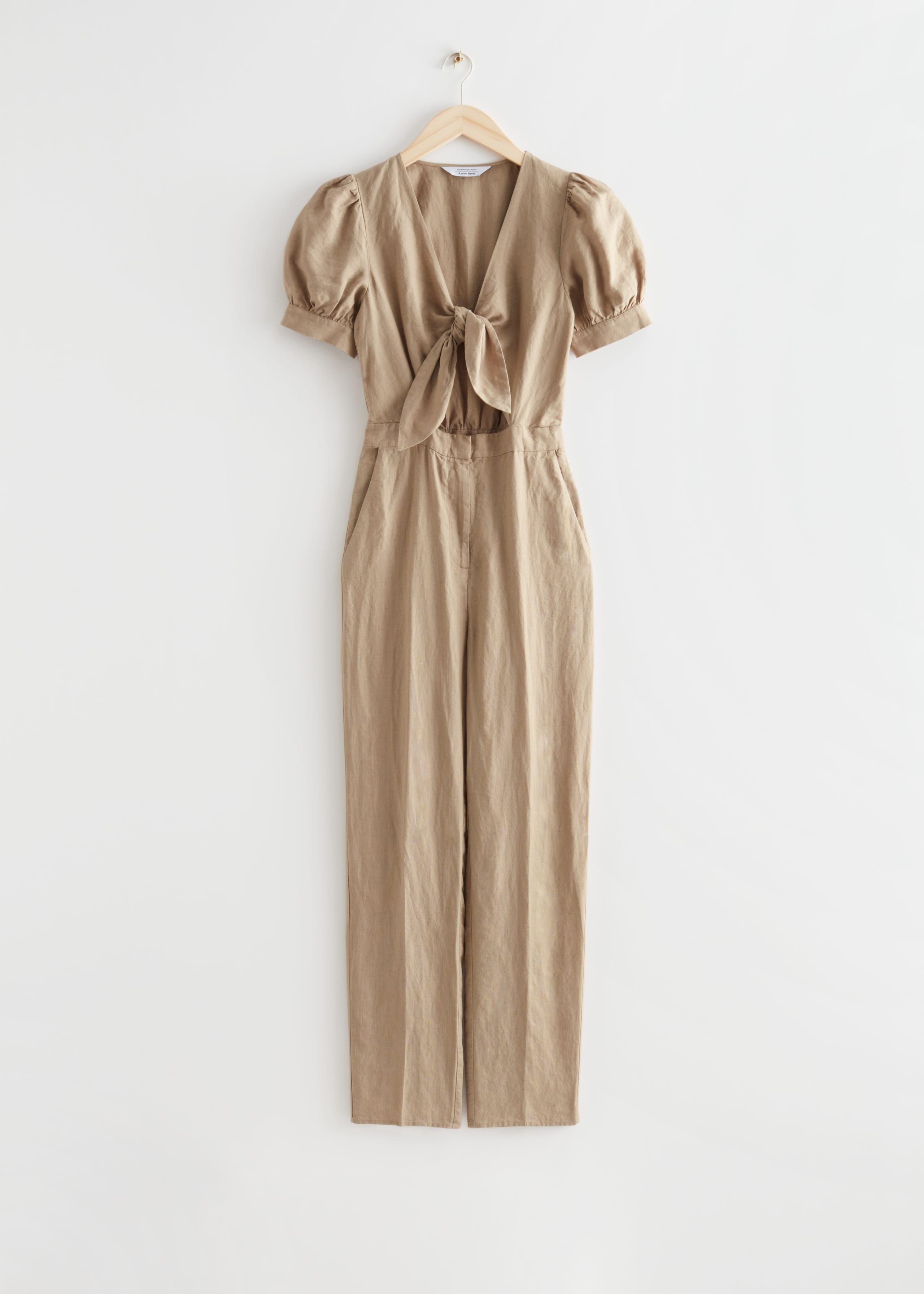 Image of Tie Knot Linen Jumpsuit
