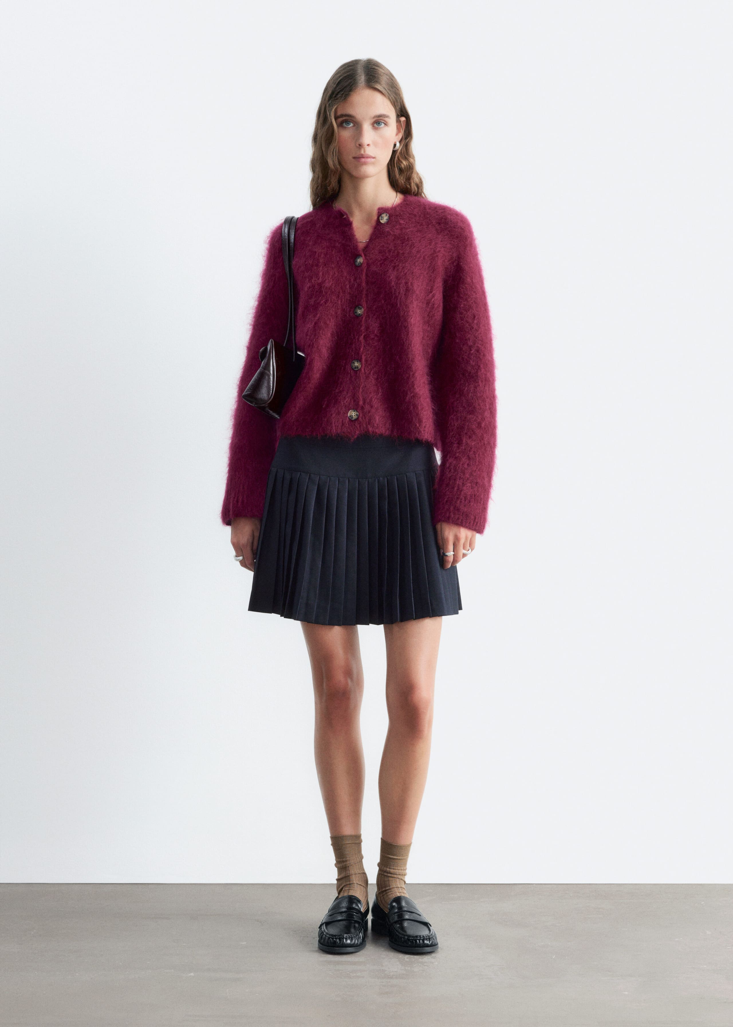 Mohair Blend Cardigan - Dark Grey - Lookbook