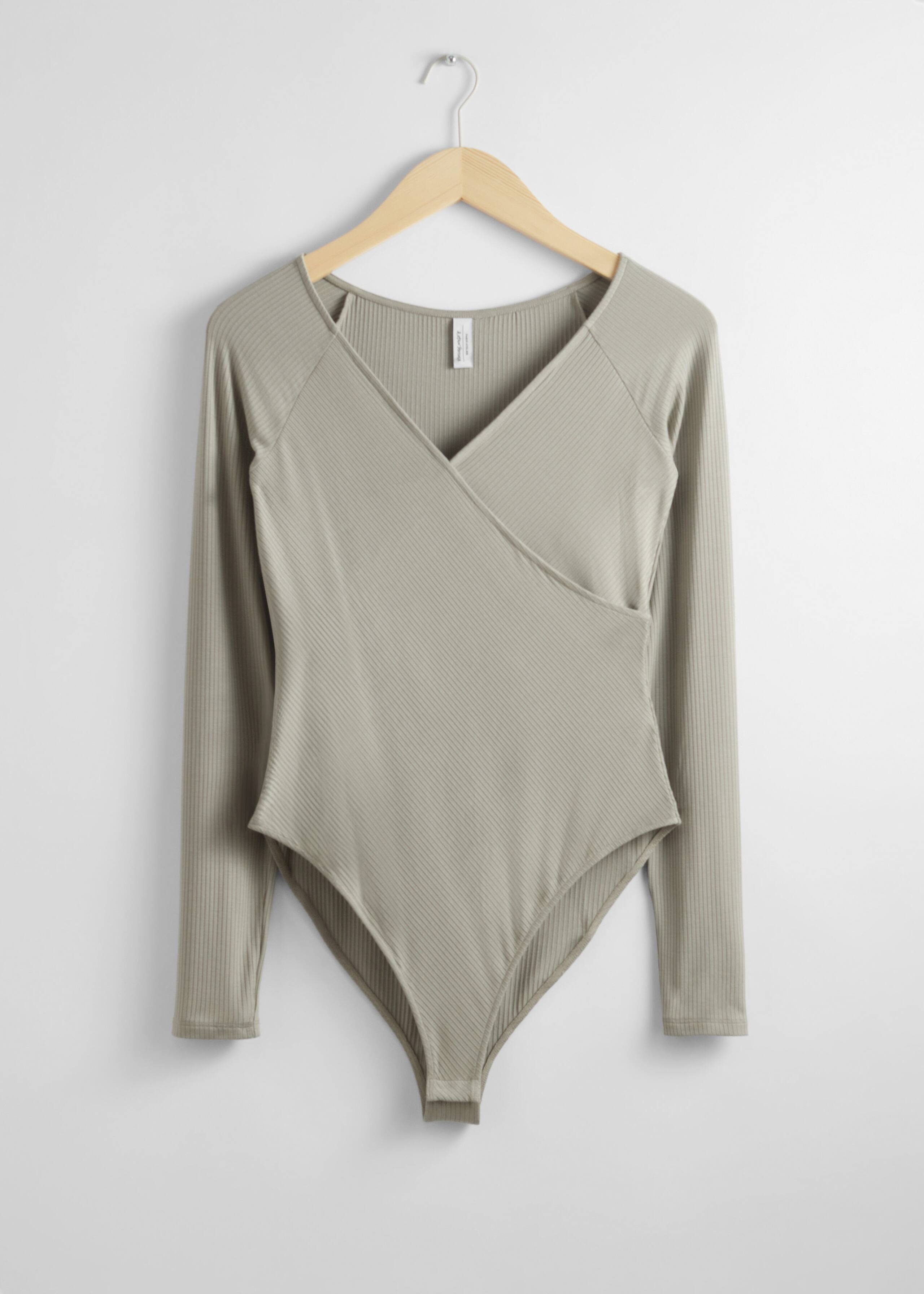 Off-Shoulder Wrap Bodysuit - Khaki - Still Life