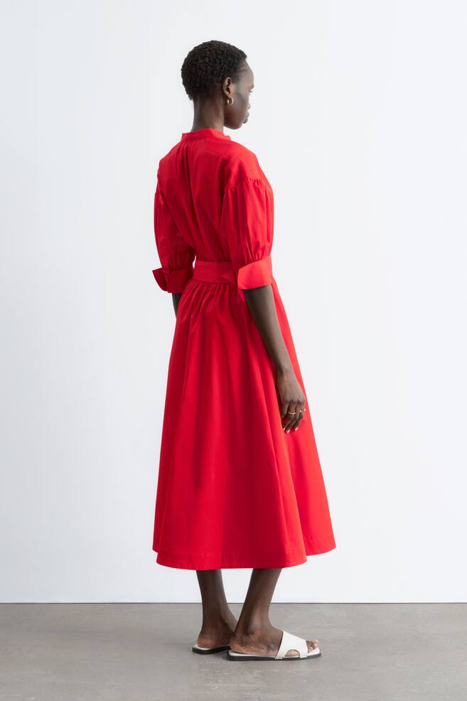 Cotton Maxi Dress-Red - 7