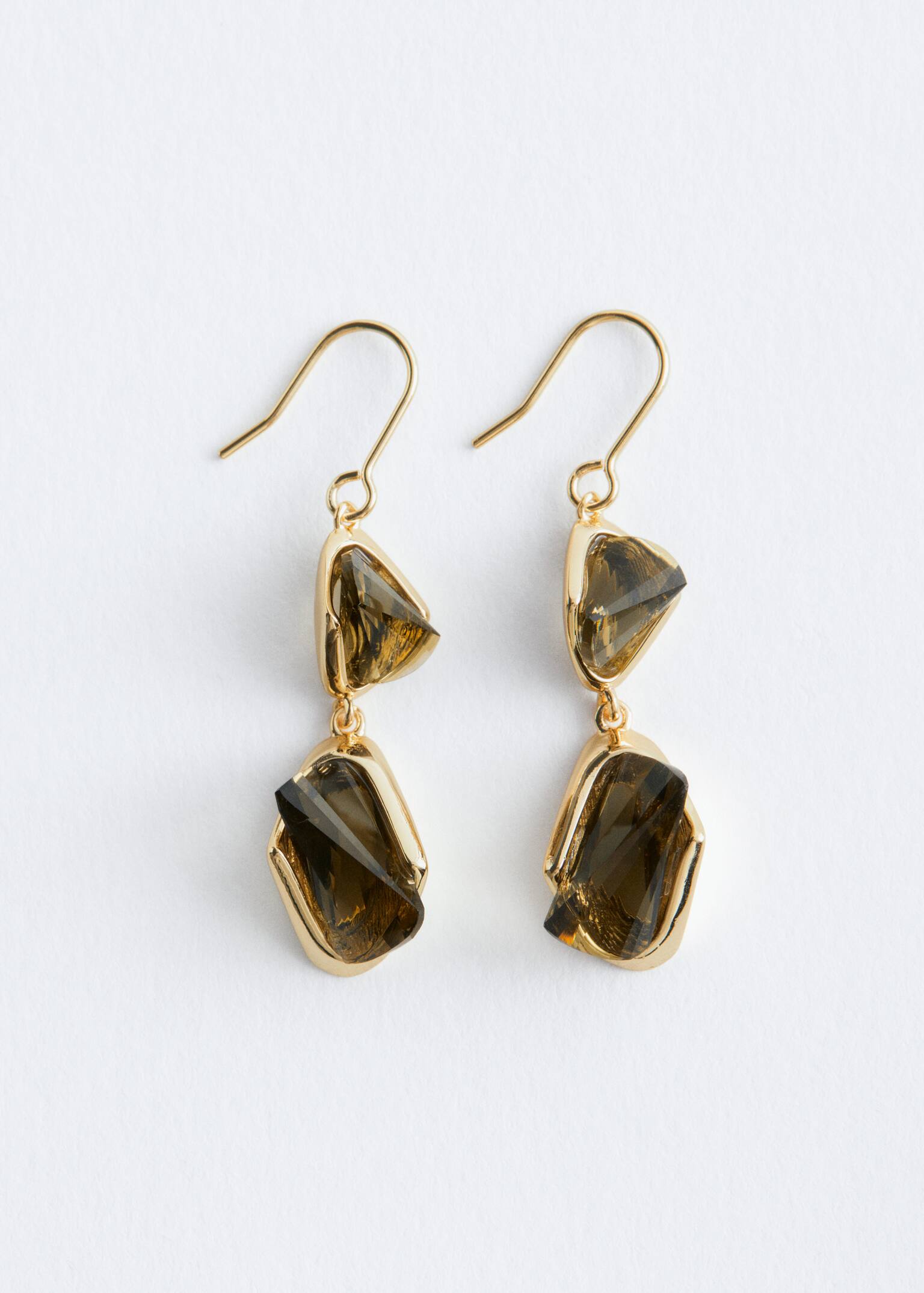 Crystal Pendant Earrings - Gold/Green
