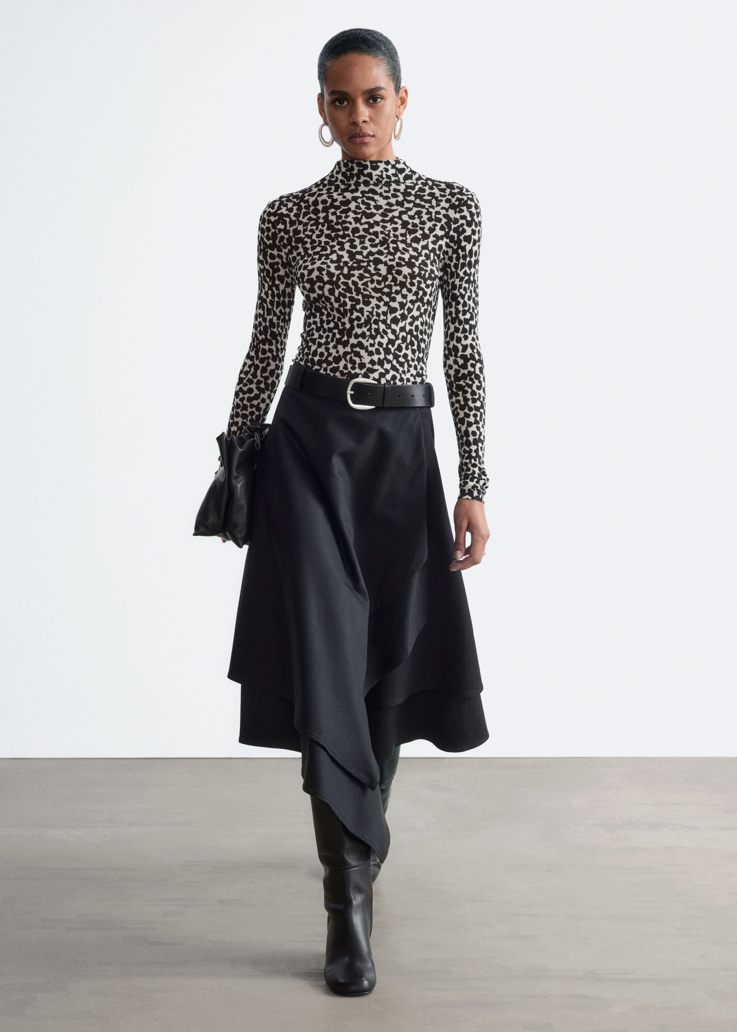 Wool Mock-Neck Top - White/Black - Lookbook