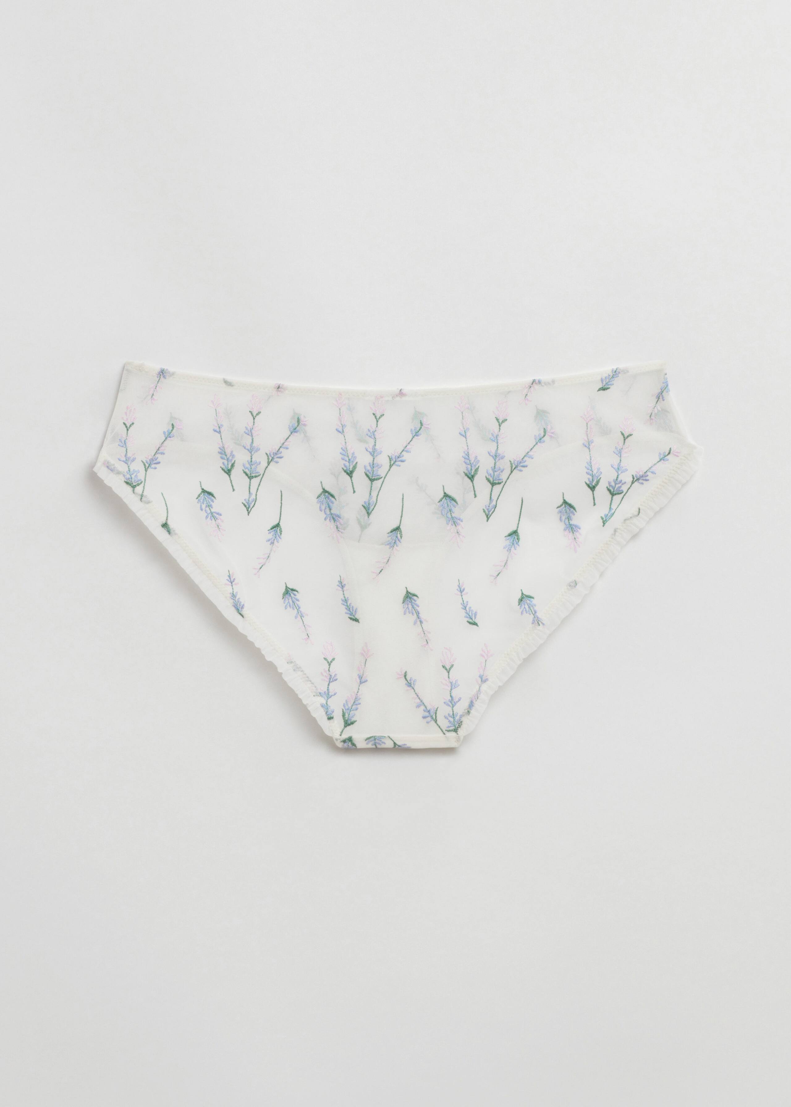 Flower Embroidered Briefs - Lemon - Natura morta