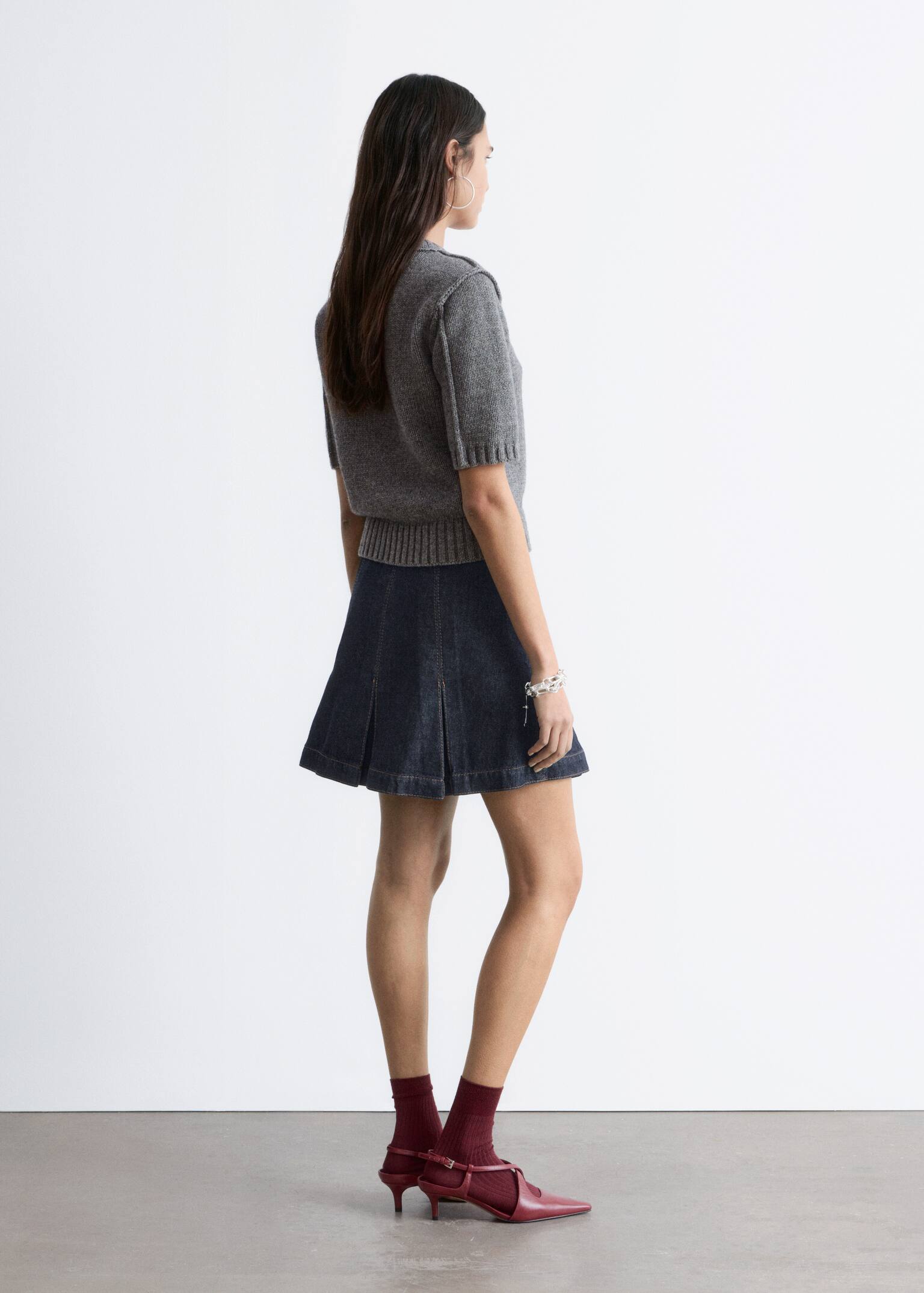 T-shirt côtelé - Gris chiné foncé/Blanc - 6