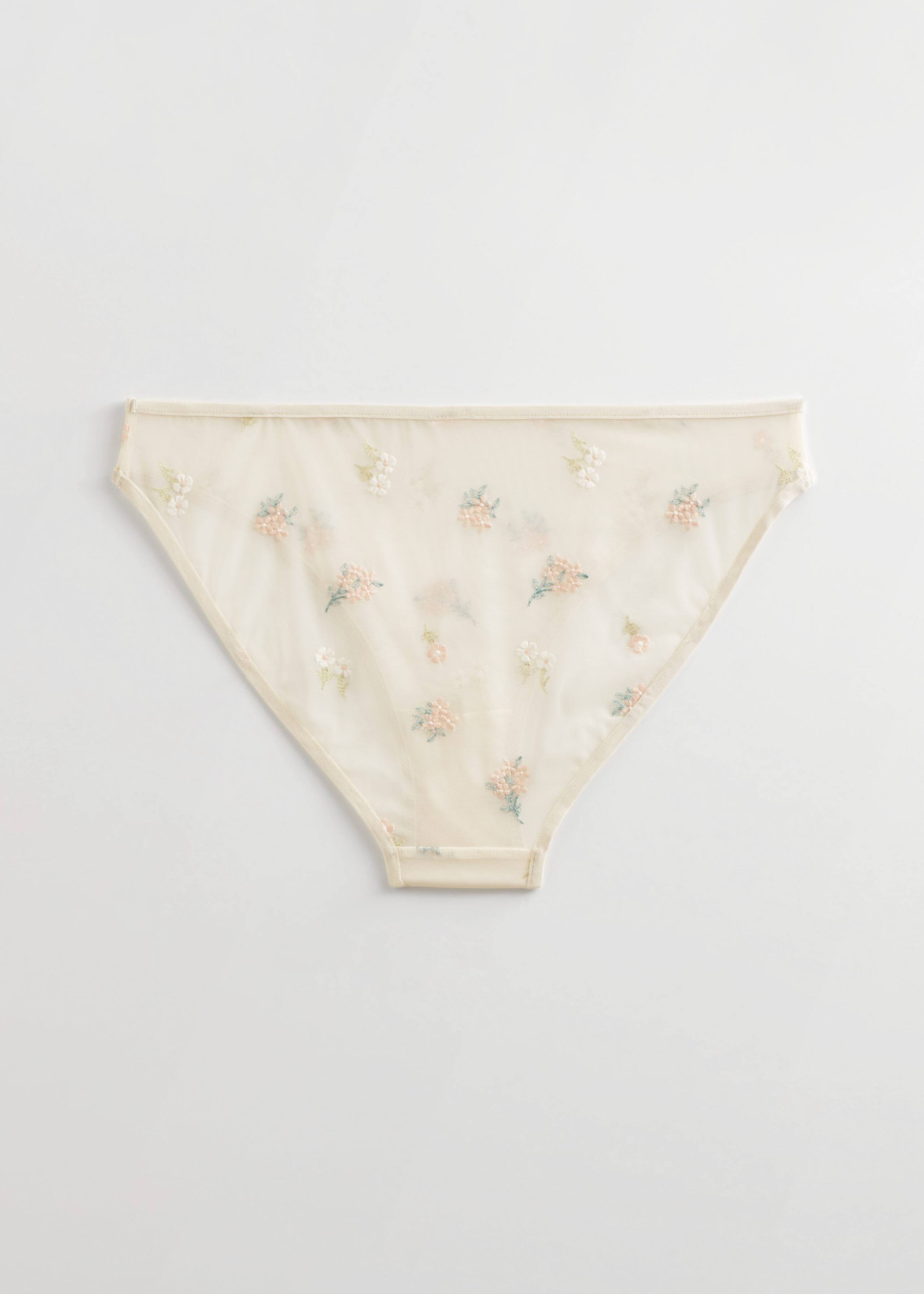 Floral Embroidery Briefs - White Florals - Natura morta