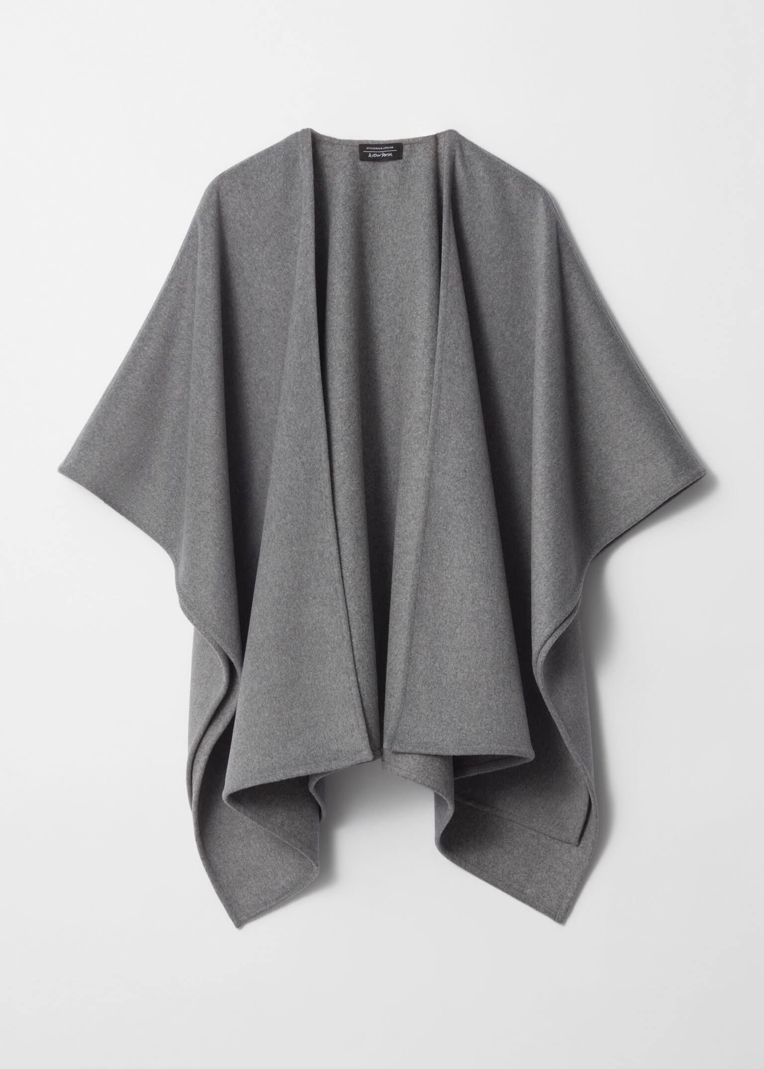 Wollen cape - Grijs/Zwart